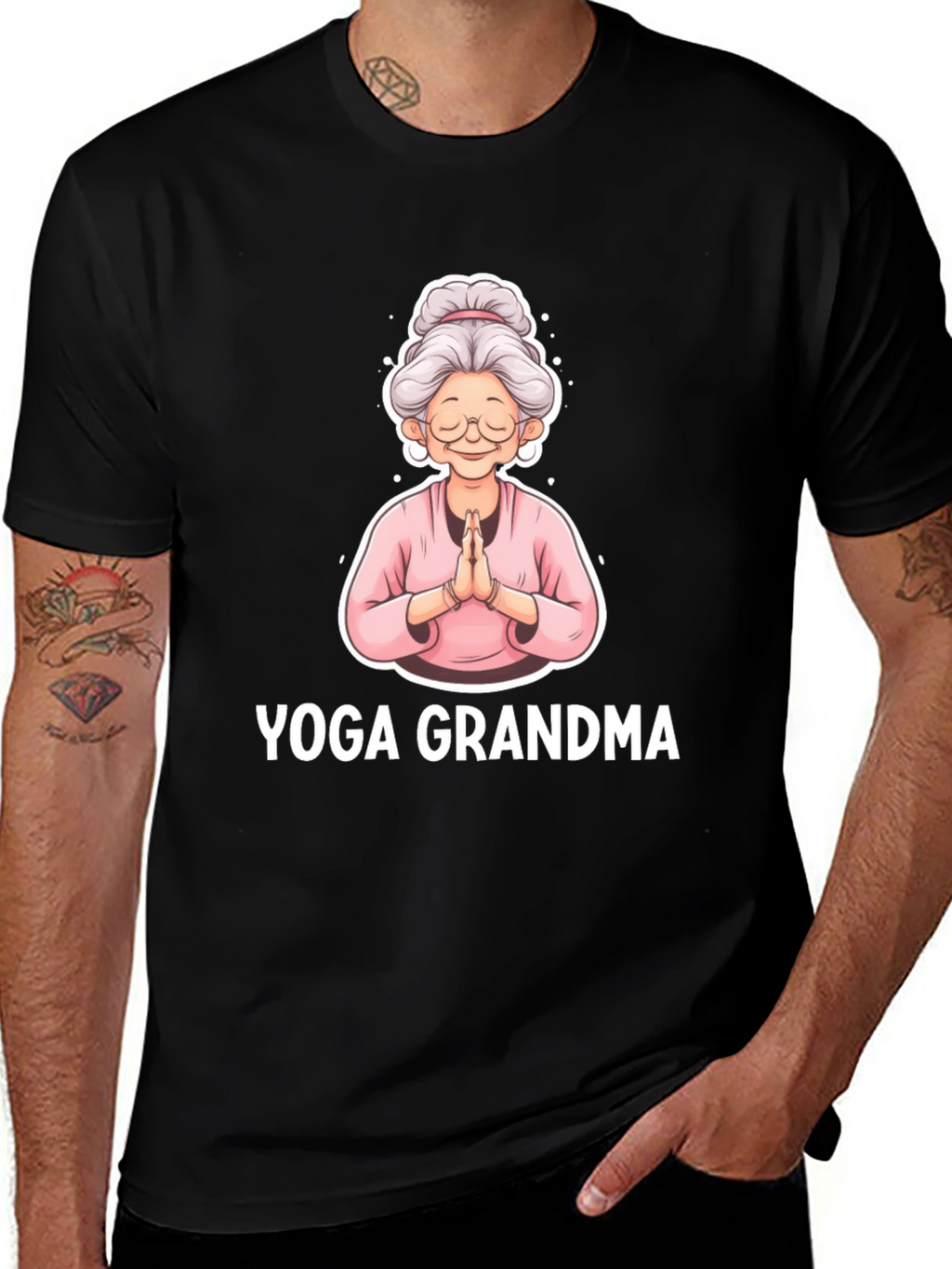 Yoga Grandma Black T-Shirt