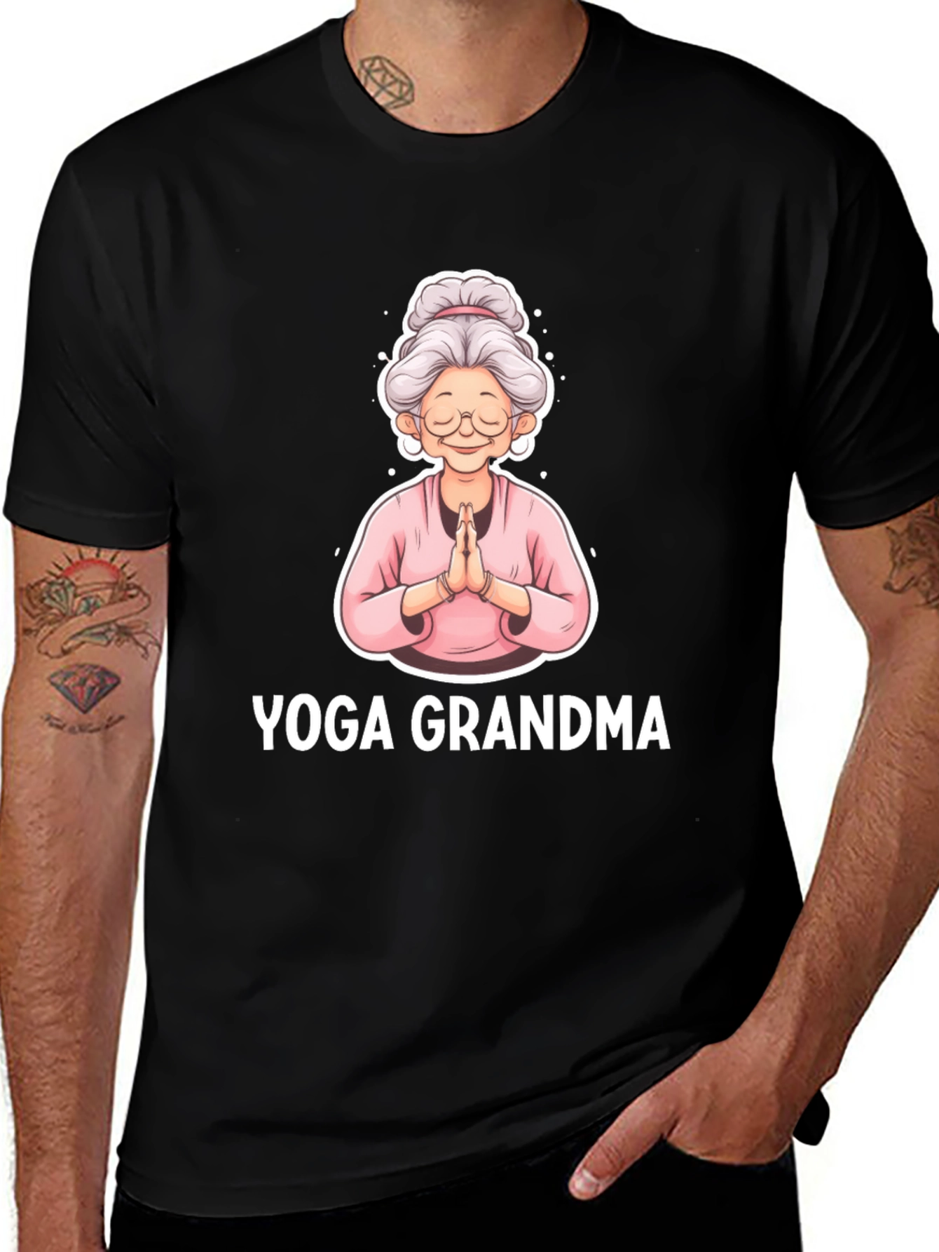 Yoga Grandma Black T-Shirt