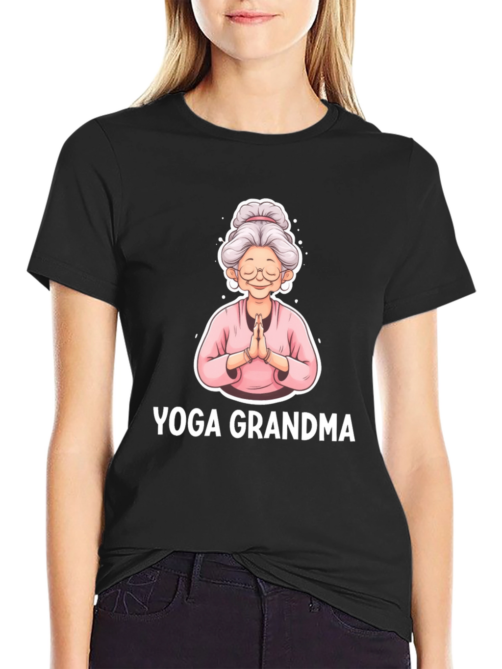 Yoga Grandma Black T-Shirt