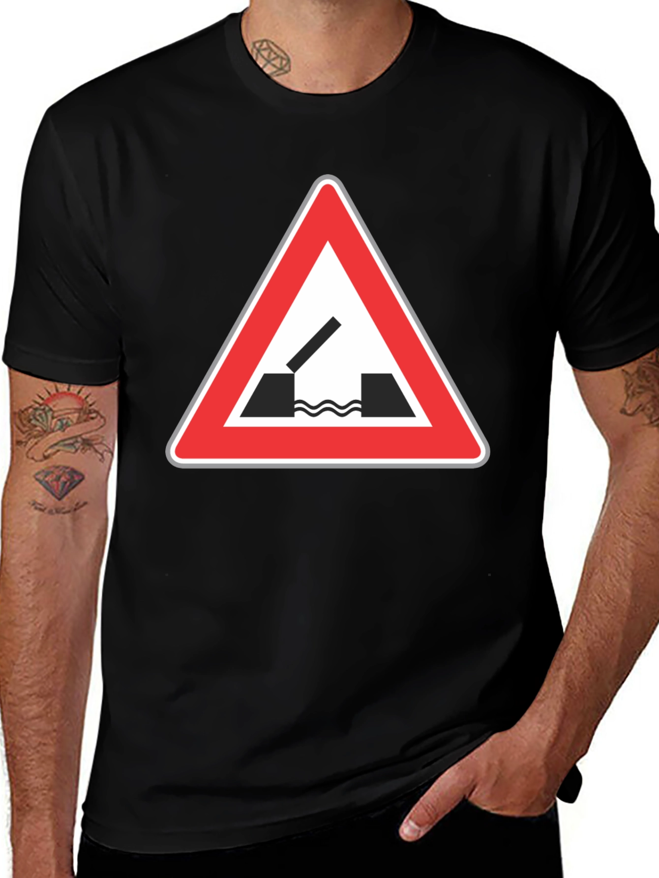 Black T-Shirt with Opening Bridge Sign