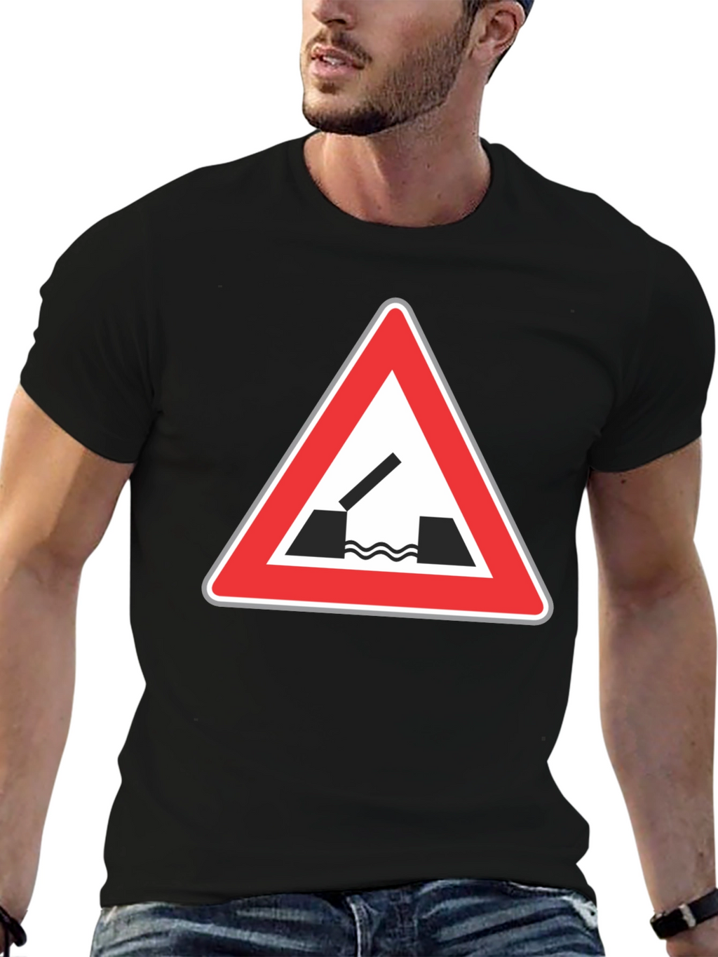 Black T-Shirt with Opening Bridge Sign