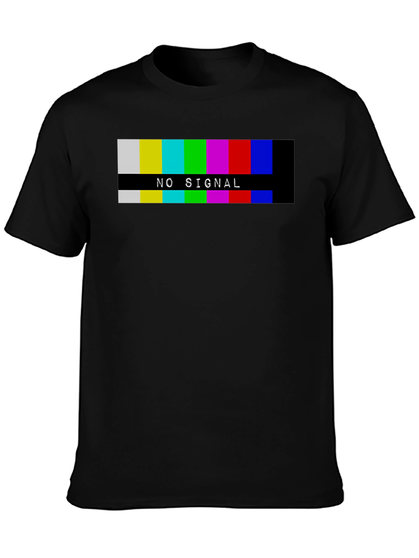 Retro No Signal Graphic Tee - Black Cotton T-Shirt