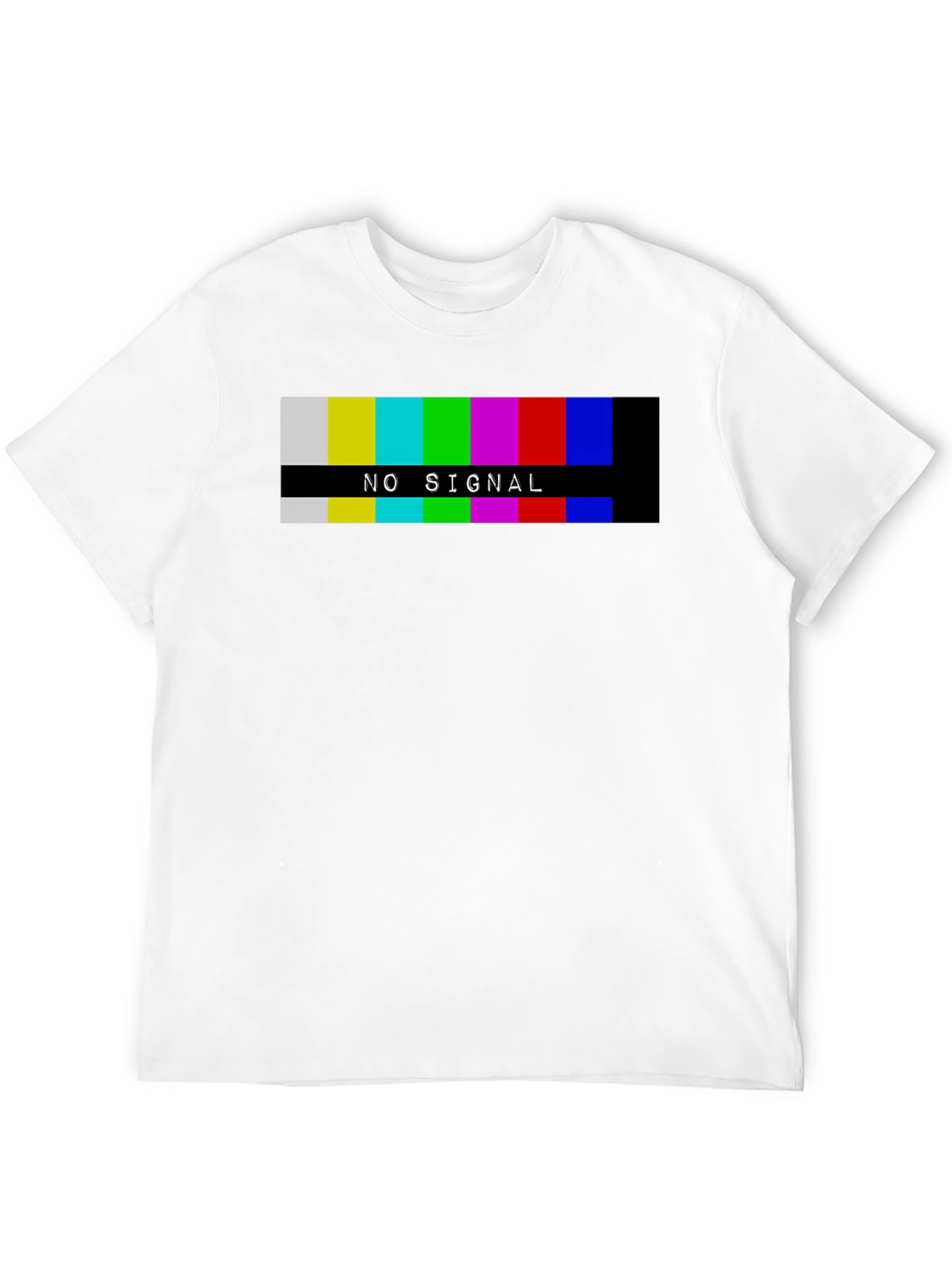 Retro No Signal Graphic Tee - Black Cotton T-Shirt