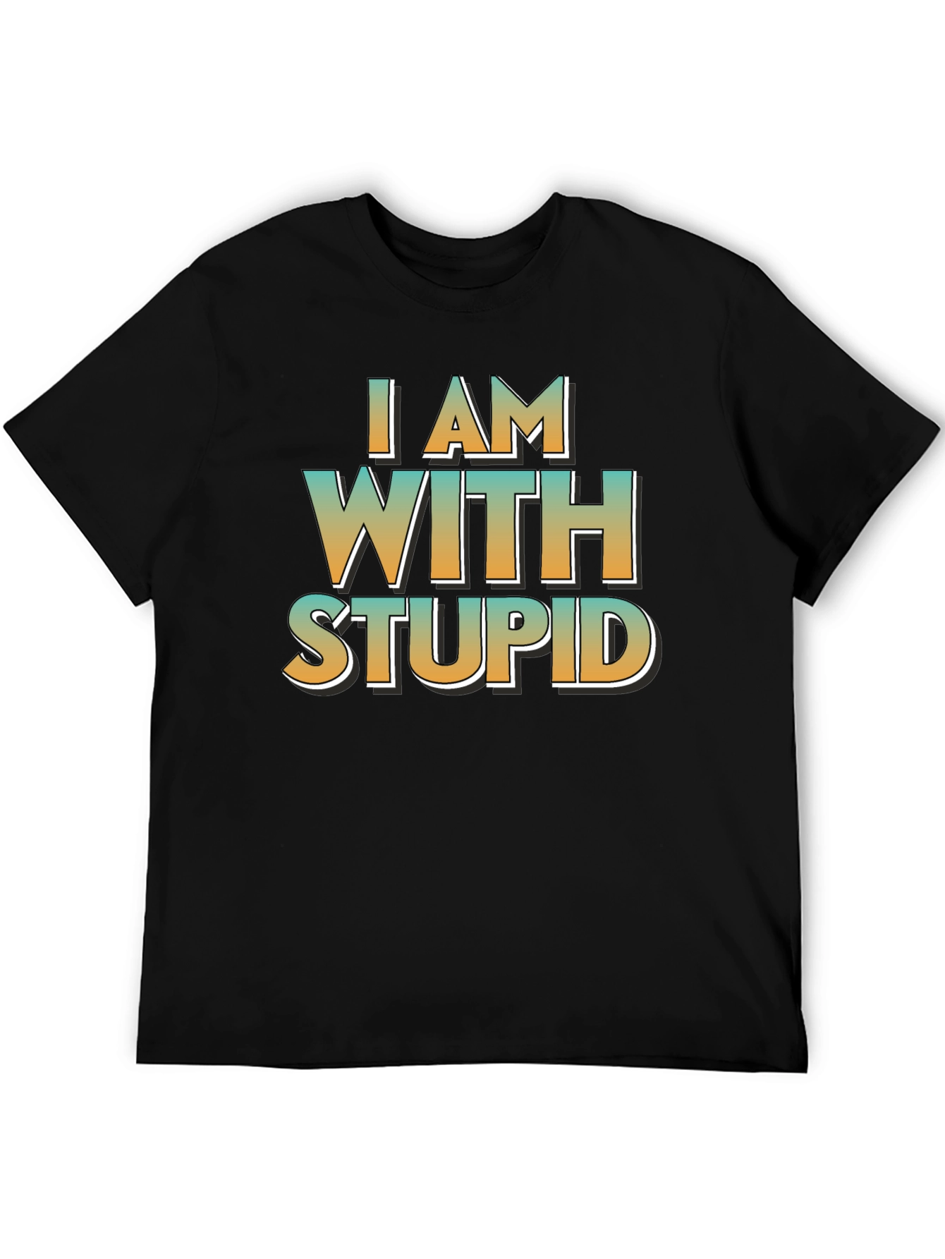 I Am With Stupid Black Crewneck T-Shirt