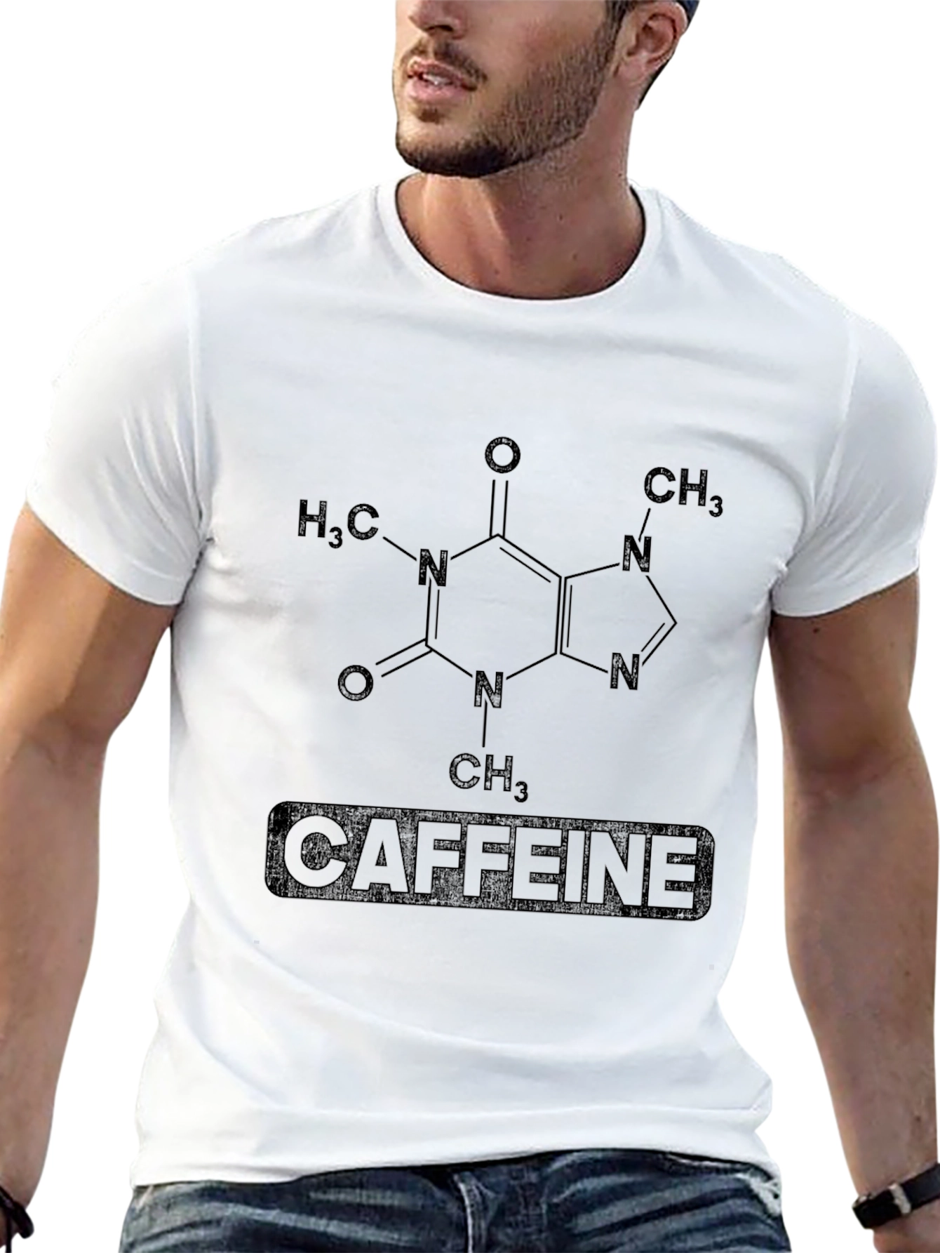 Caffeine Molecule Graphic Black T-Shirt