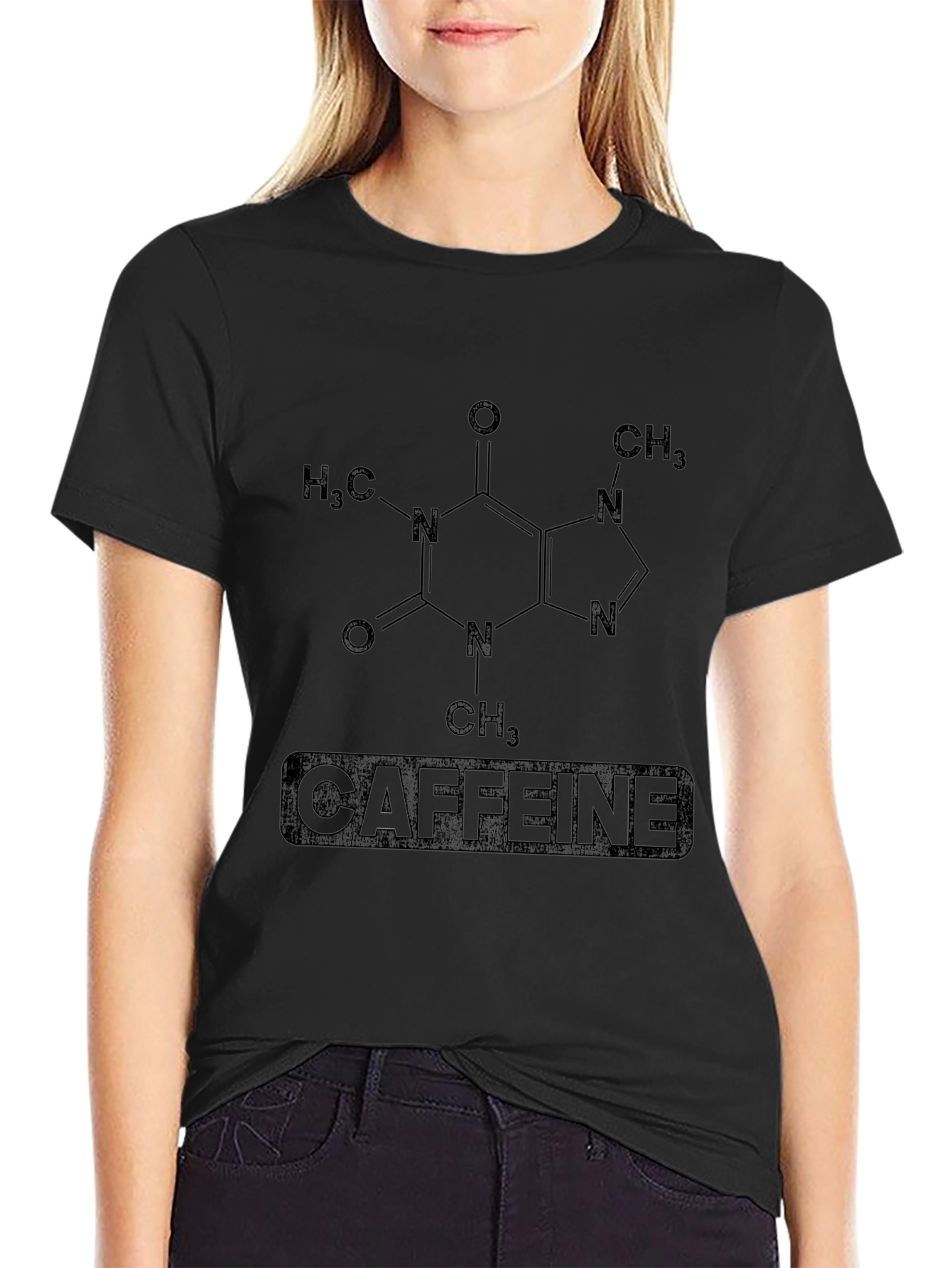 Caffeine Molecule Graphic Black T-Shirt