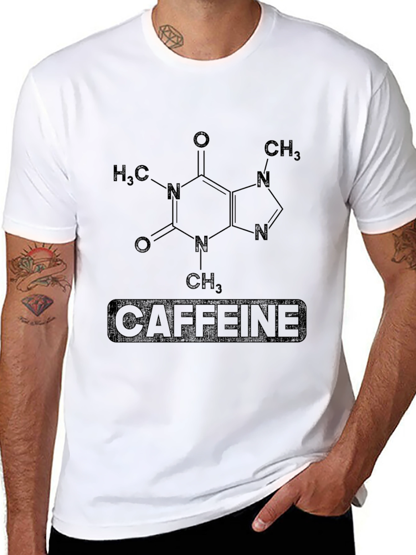 Caffeine Molecule Graphic Black T-Shirt