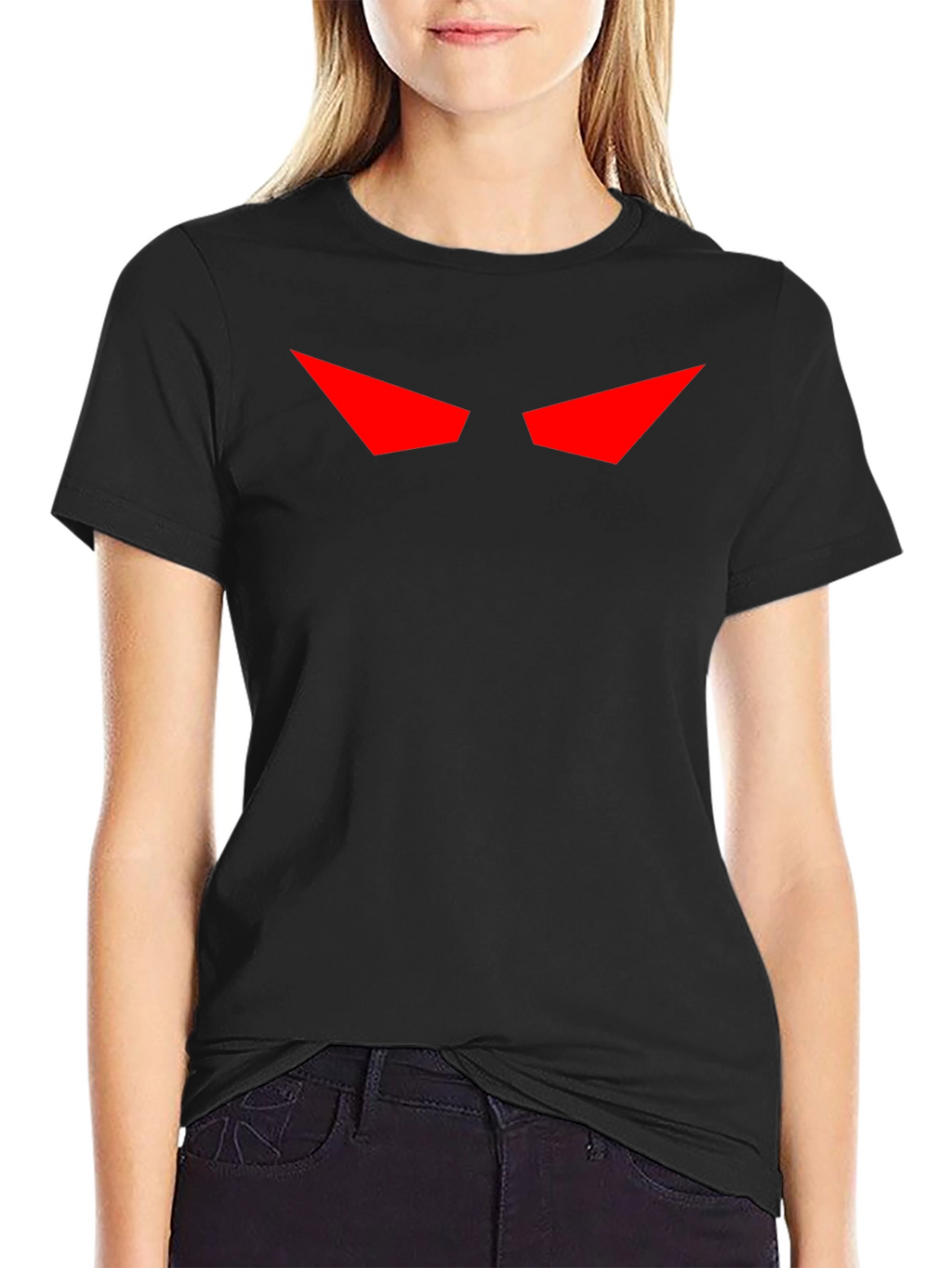 Mens Black T-Shirt with Red Eyes Graphic