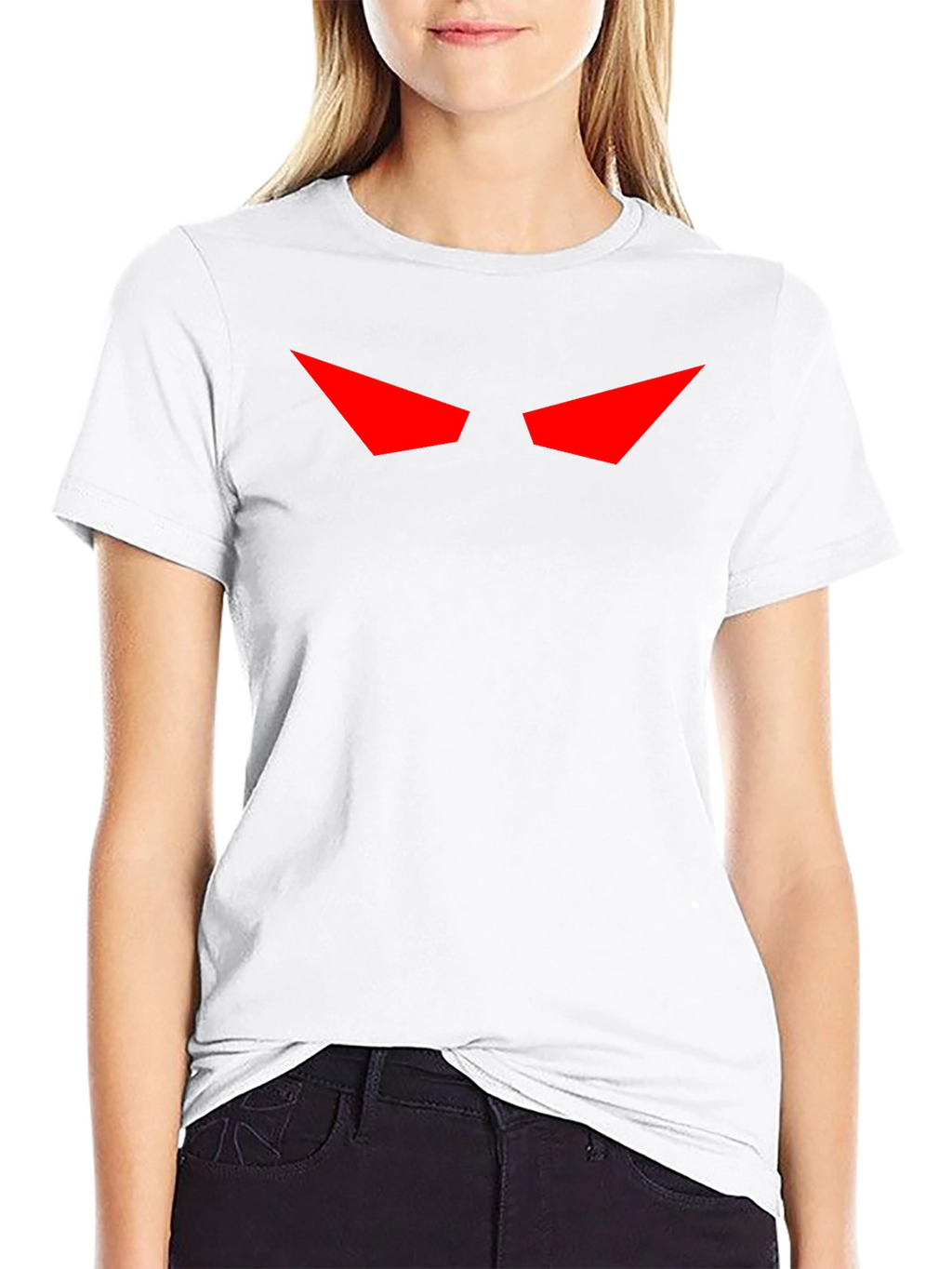 Mens Black T-Shirt with Red Eyes Graphic