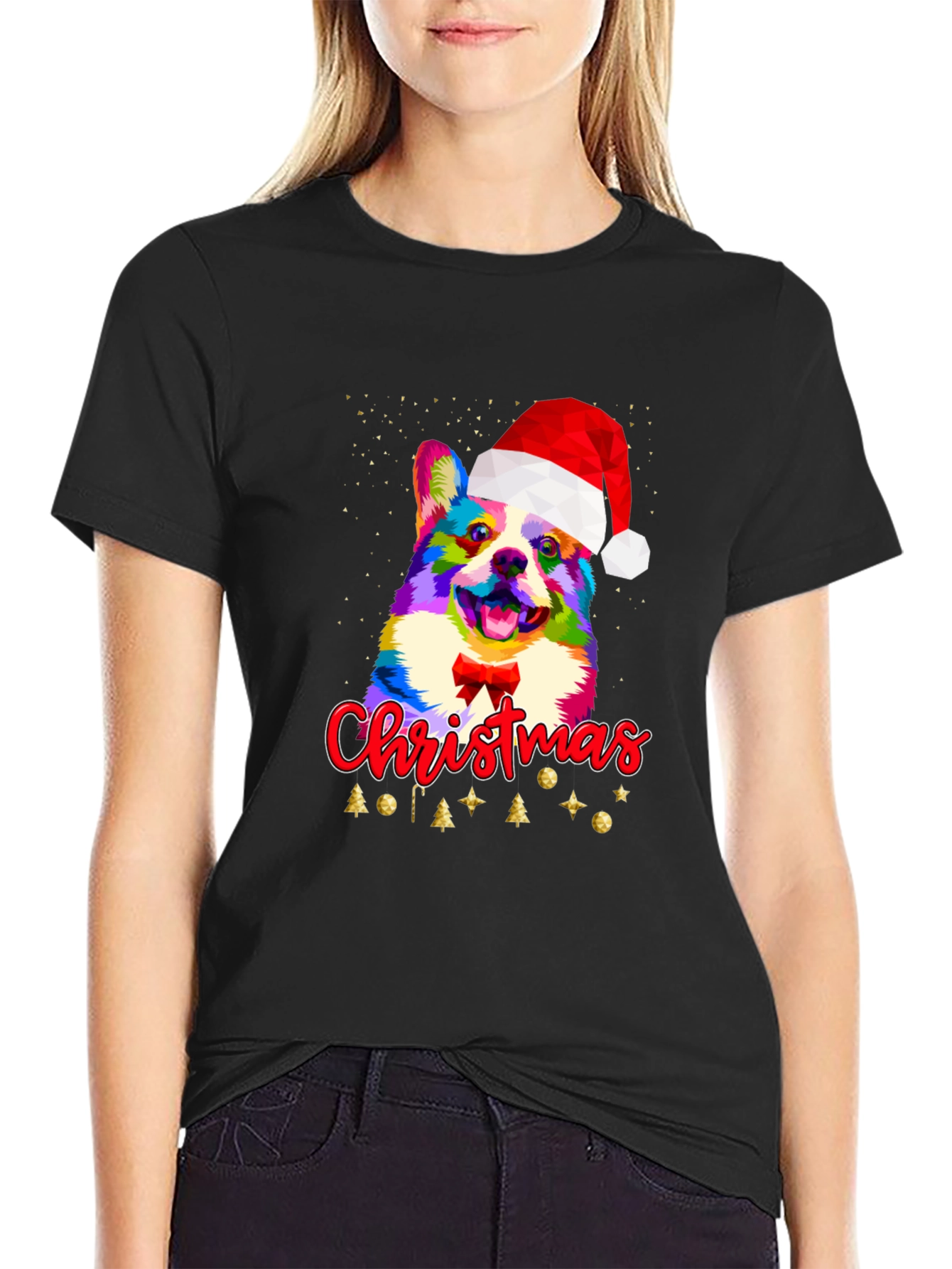 Christmas Corgi Dog Santa Hat T-Shirt