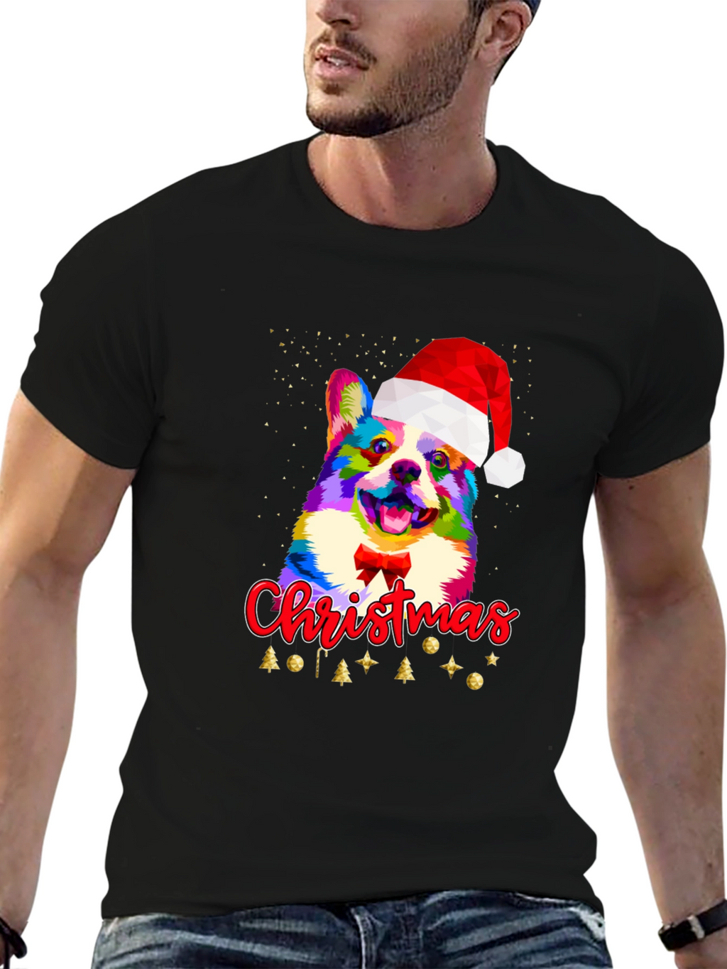 Christmas Corgi Dog Santa Hat T-Shirt