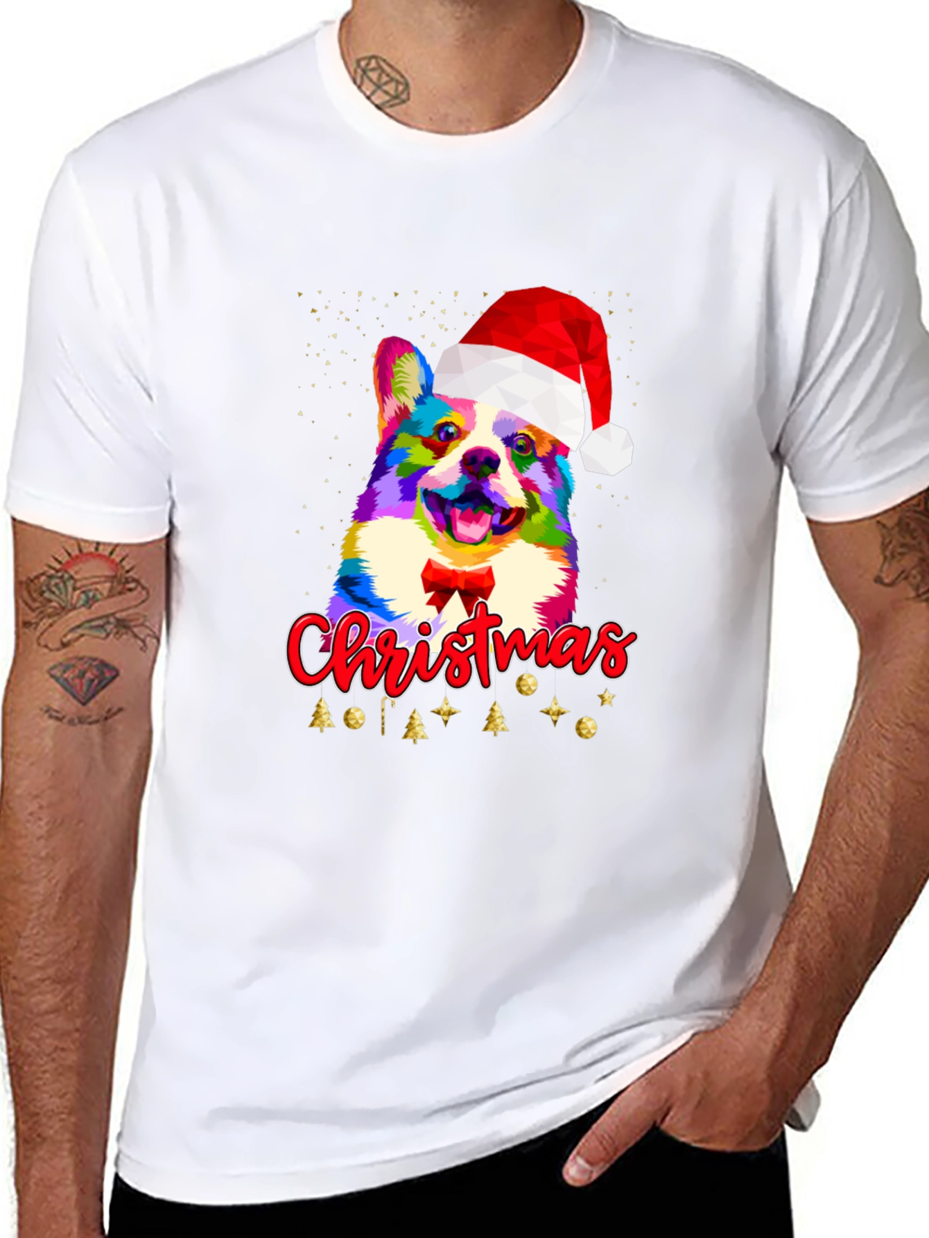 Christmas Corgi Dog Santa Hat T-Shirt