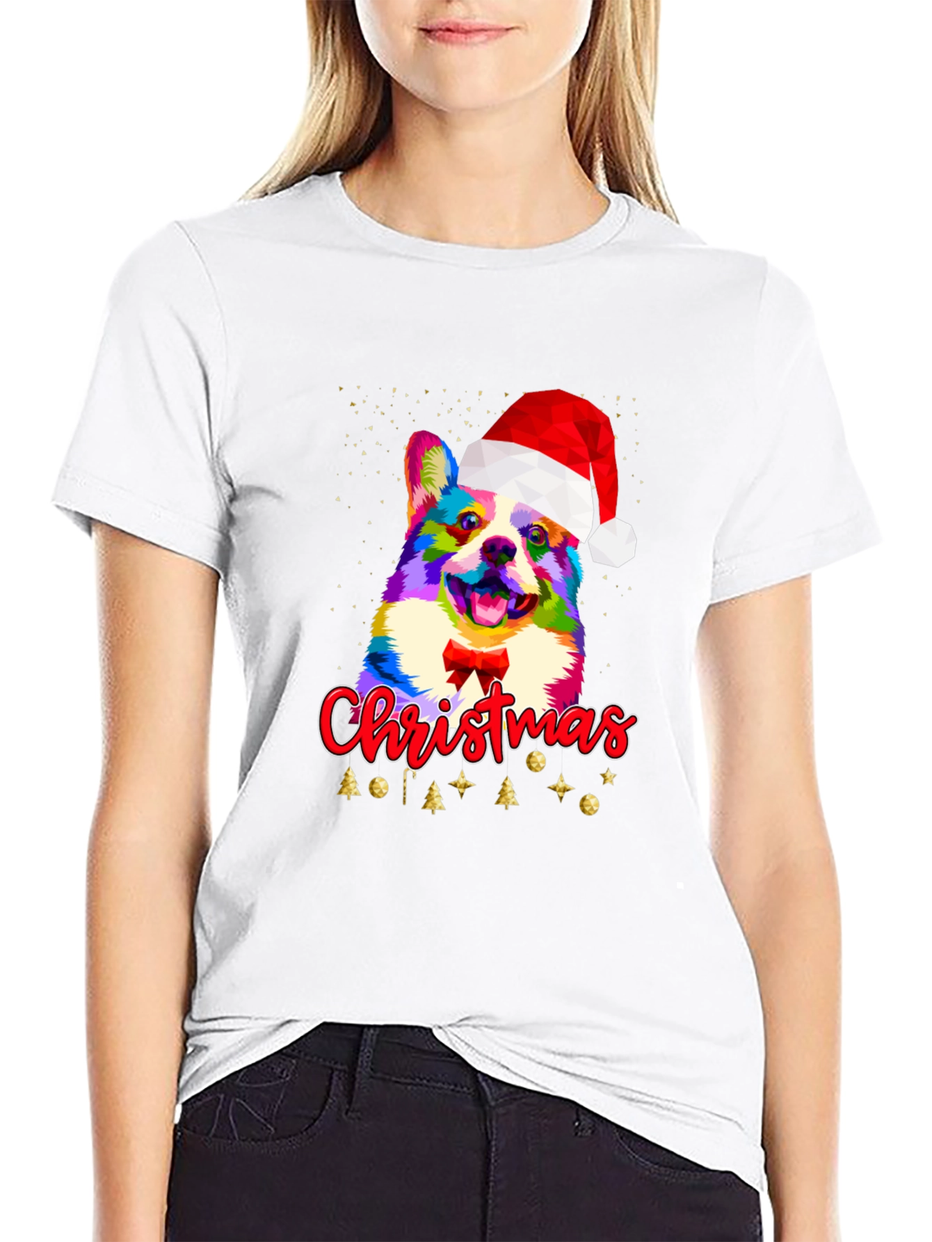Christmas Corgi Dog Santa Hat T-Shirt