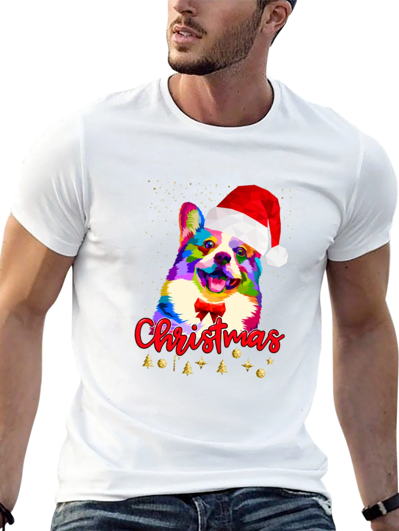 Christmas Corgi Dog Santa Hat T-Shirt