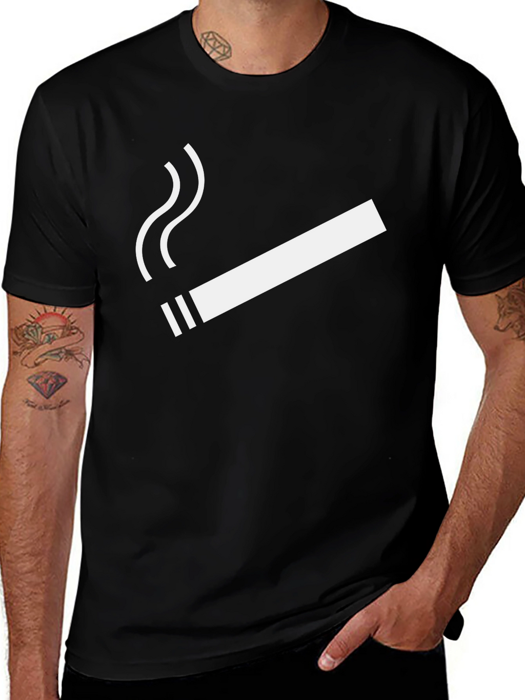 Smoking Cigarette Graphic Tee - Cool & Casual
