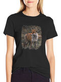 Fox Graphic Print Black Crew Neck T-Shirt