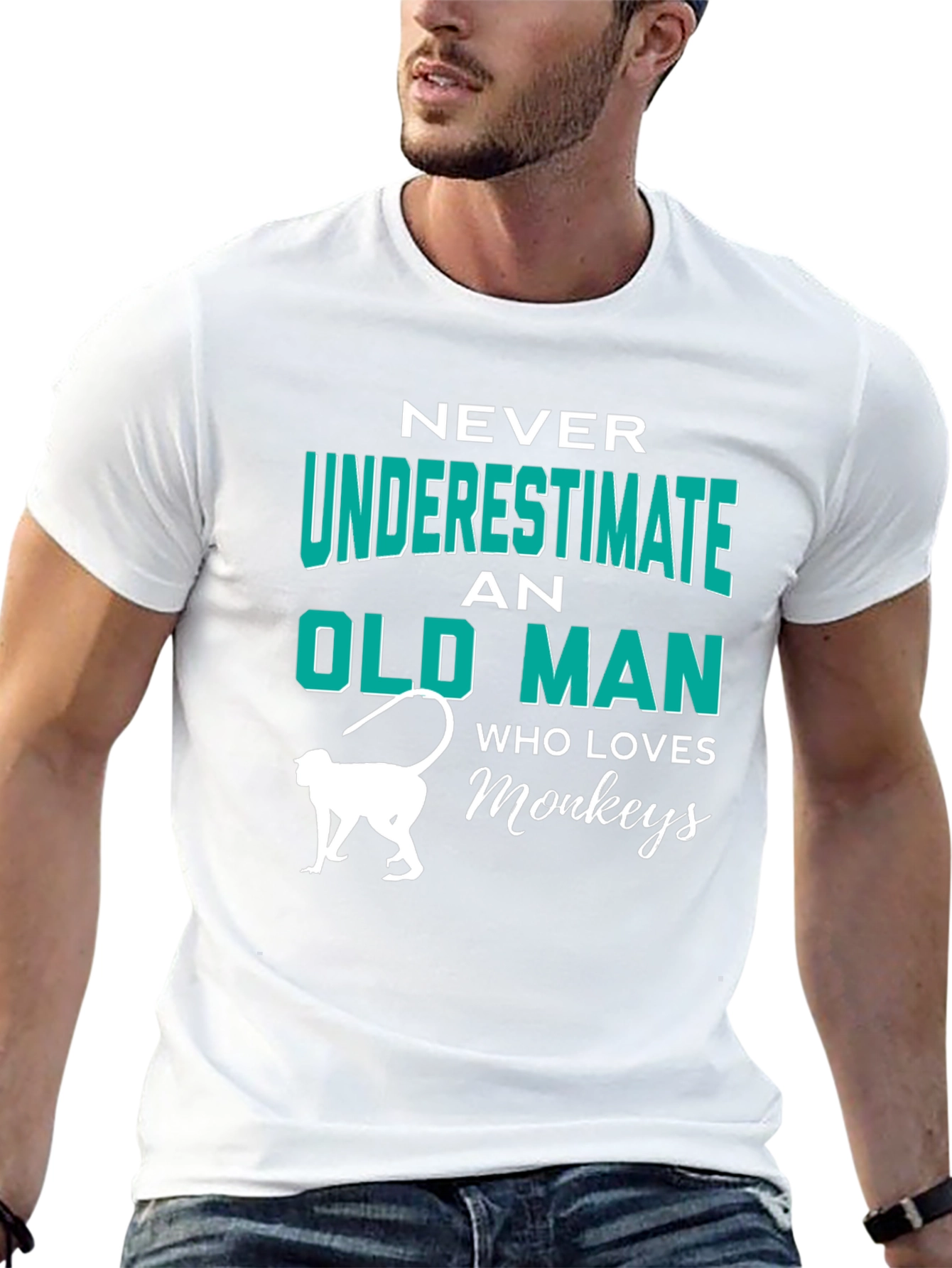 Never Underestimate Old Man Who Loves Monkeys T-Shirt