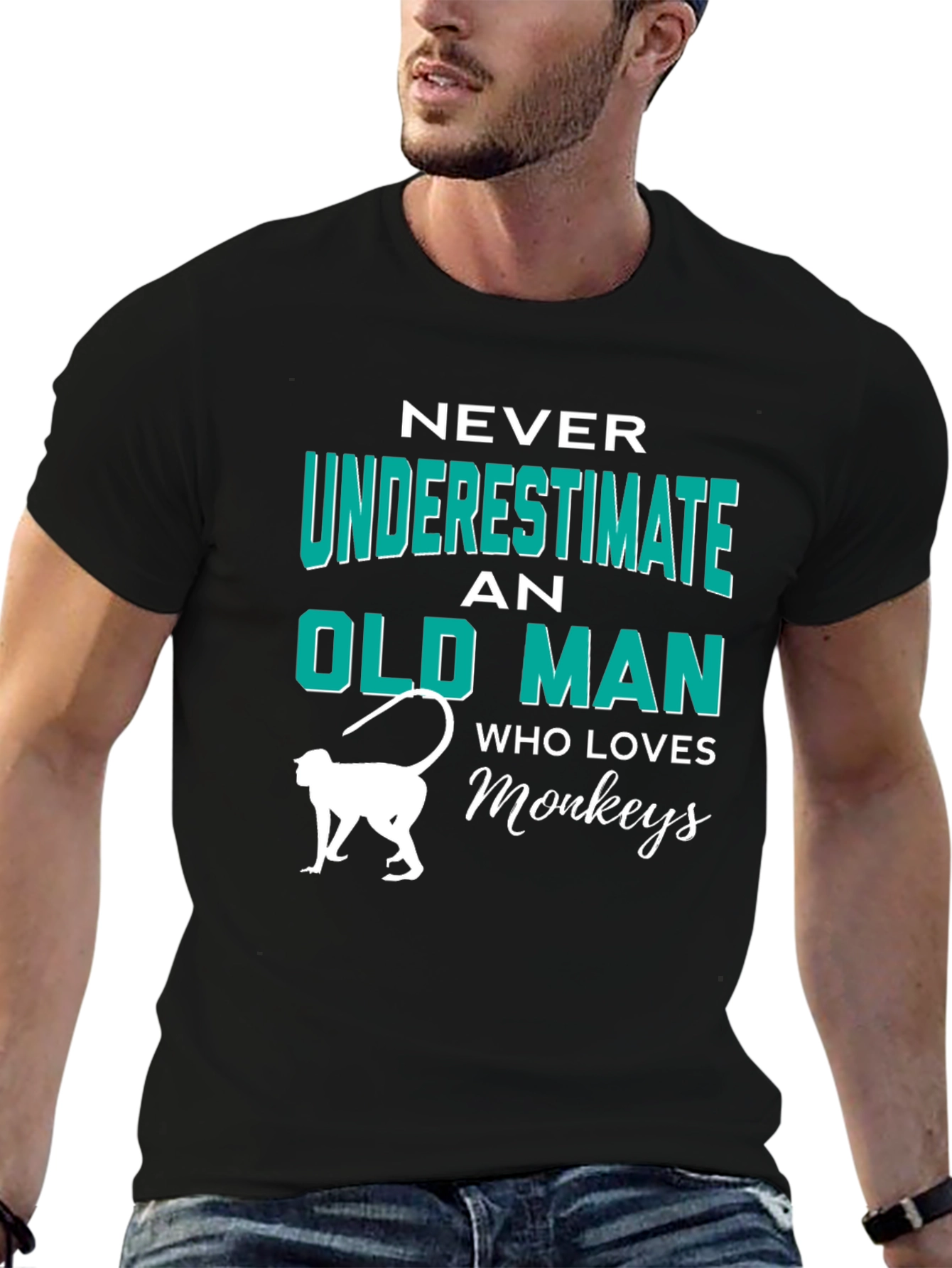 Never Underestimate Old Man Who Loves Monkeys T-Shirt