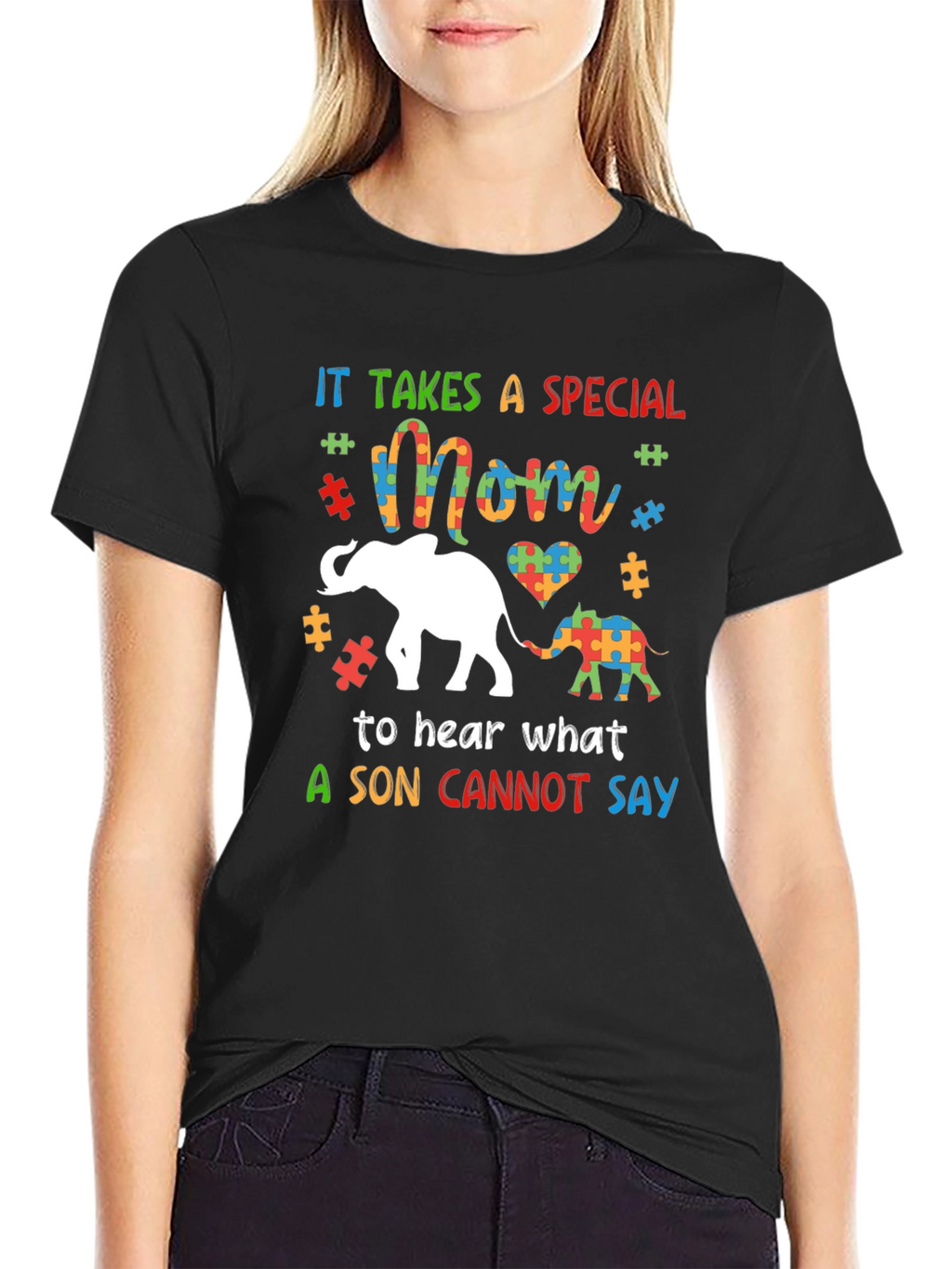 Autism Awareness Mom & Son Elephant Graphic Tee
