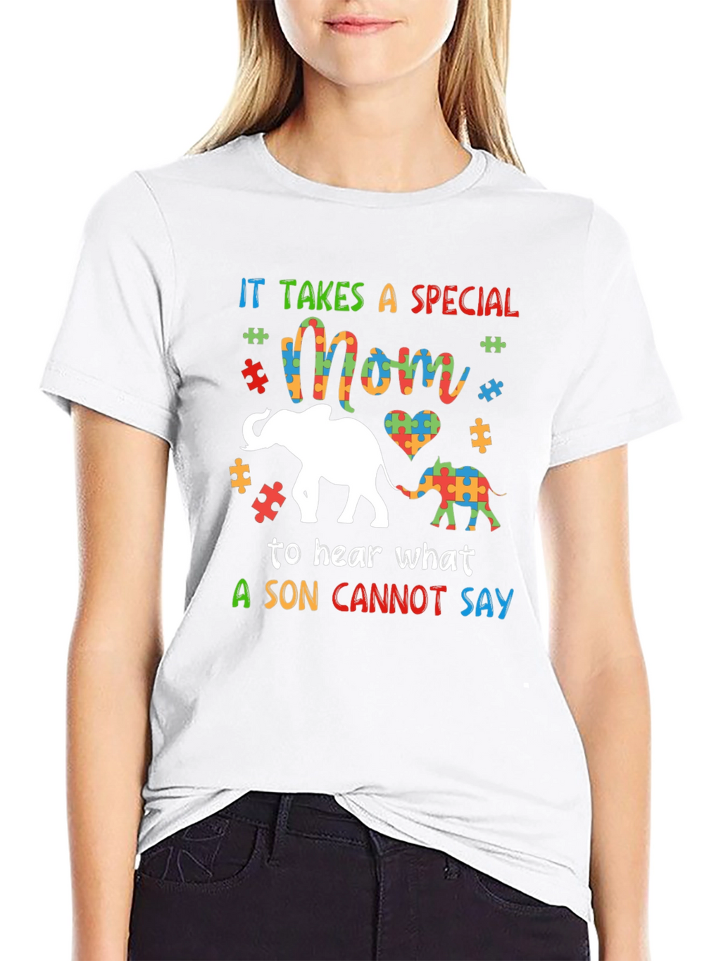 Autism Awareness Mom & Son Elephant Graphic Tee