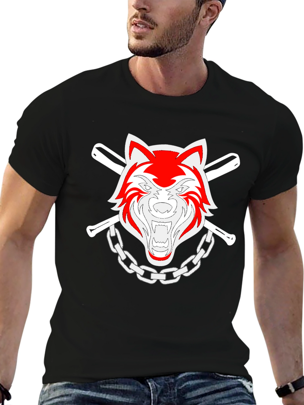 Cool Wolf Graphic T-Shirt - Black