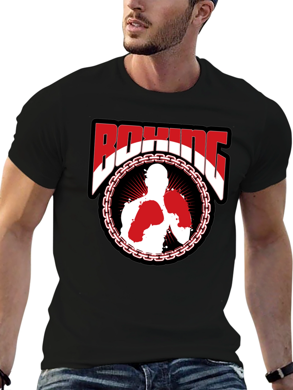 Boxing Graphic T-Shirt - Stylish Black Tee