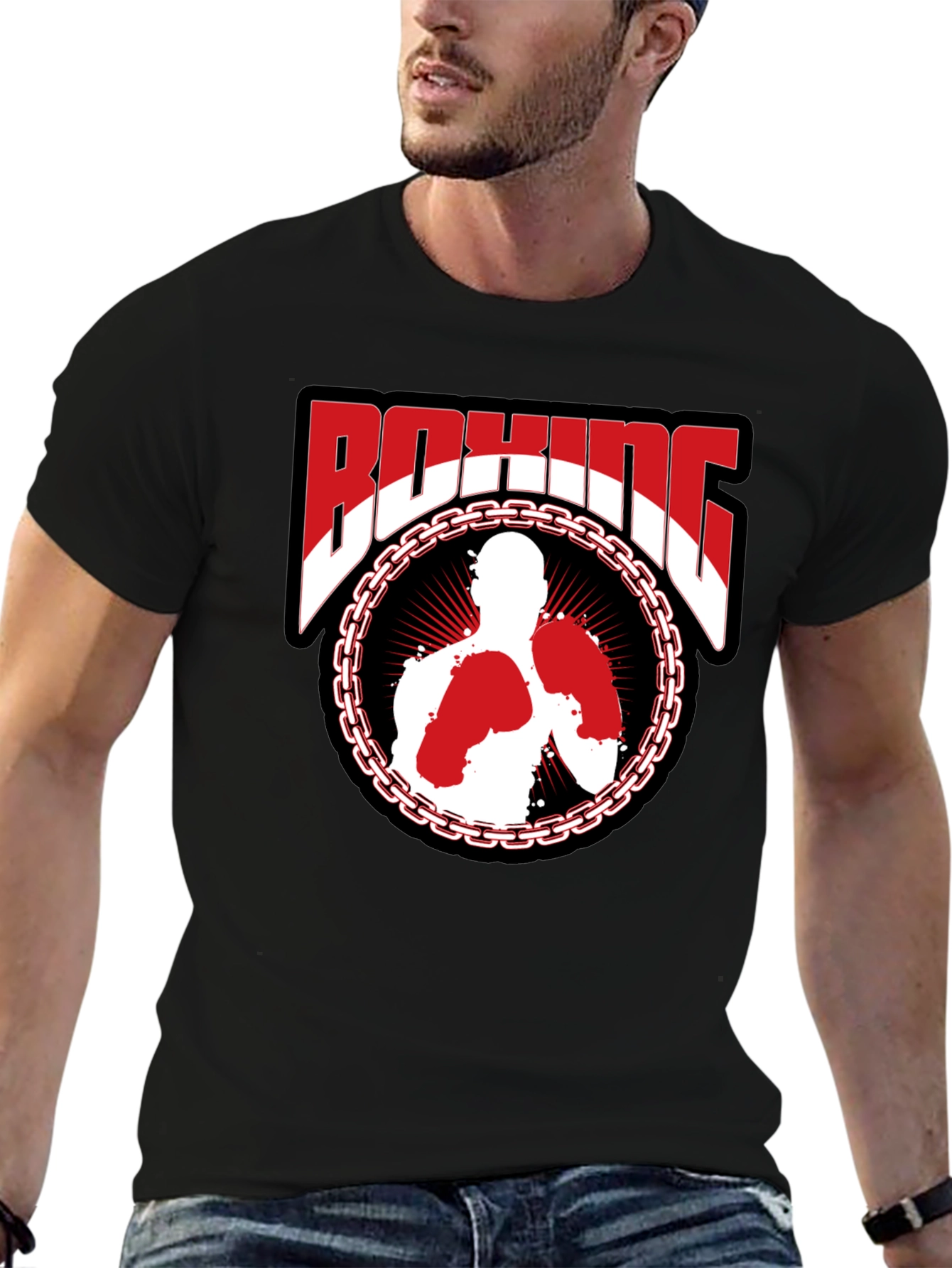 Boxing Graphic T-Shirt - Stylish Black Tee