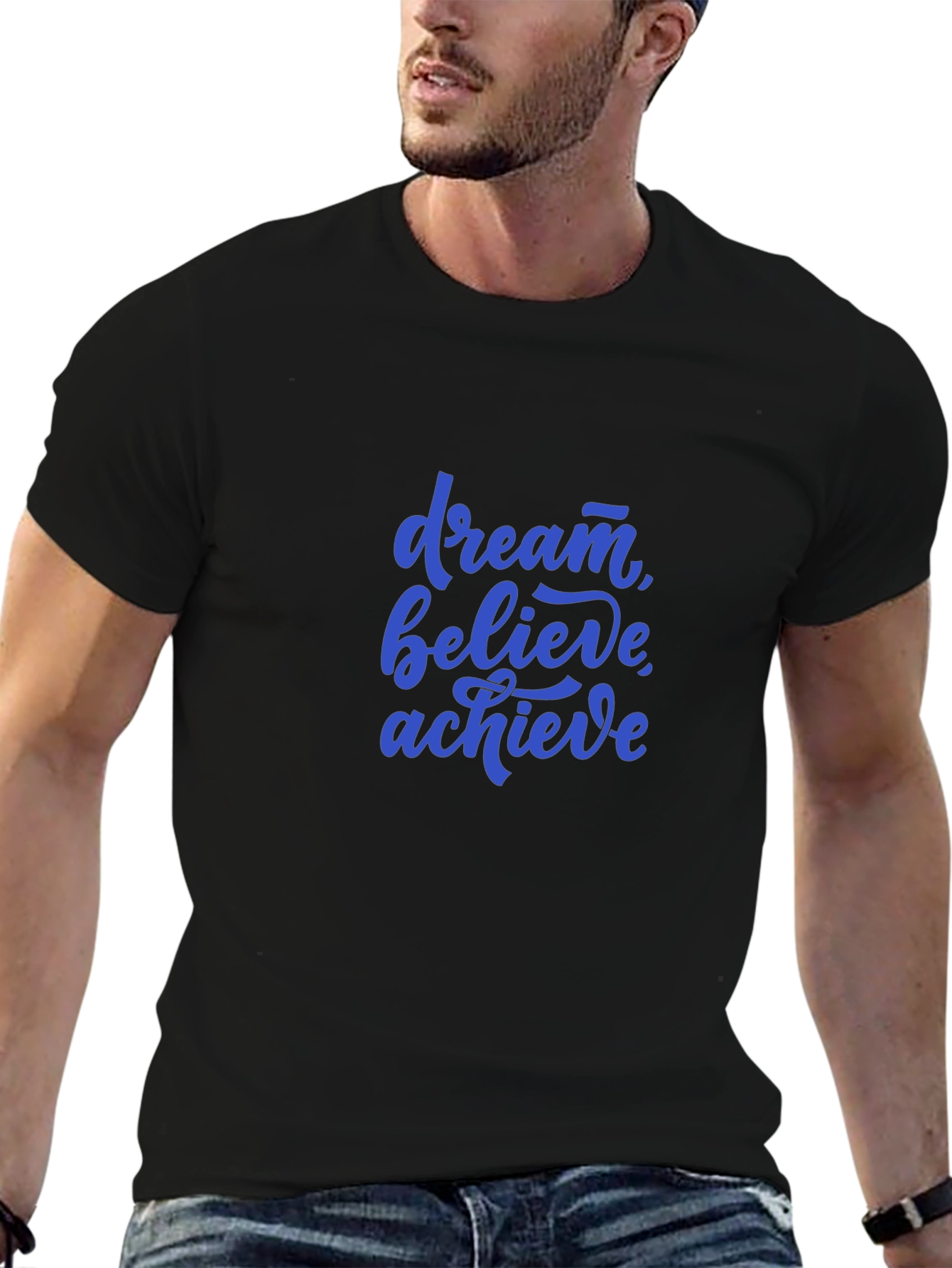 Dream Believe Achieve Black Graphic Tee