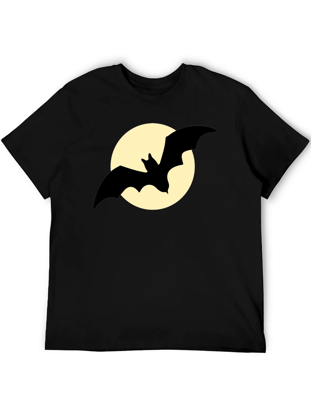 Bat Silhouette on Moon Graphic Tee - Black