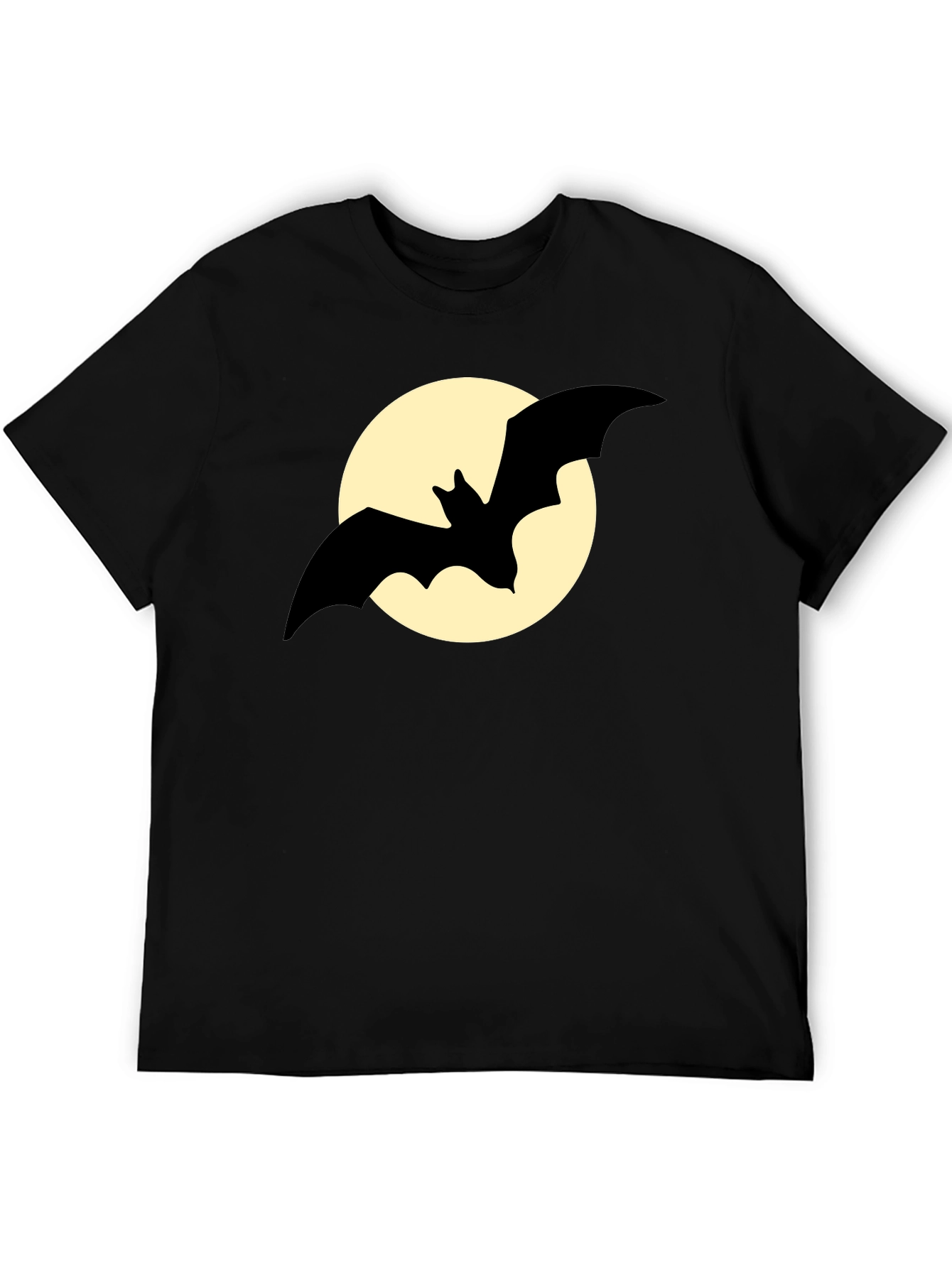 Bat Silhouette on Moon Graphic Tee - Black