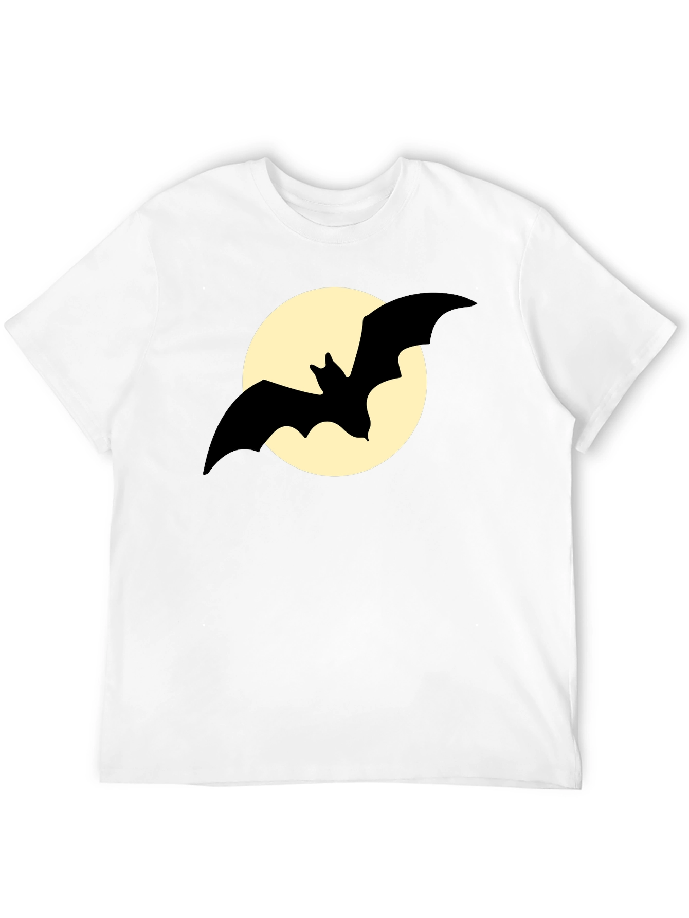 Bat Silhouette on Moon Graphic Tee - Black