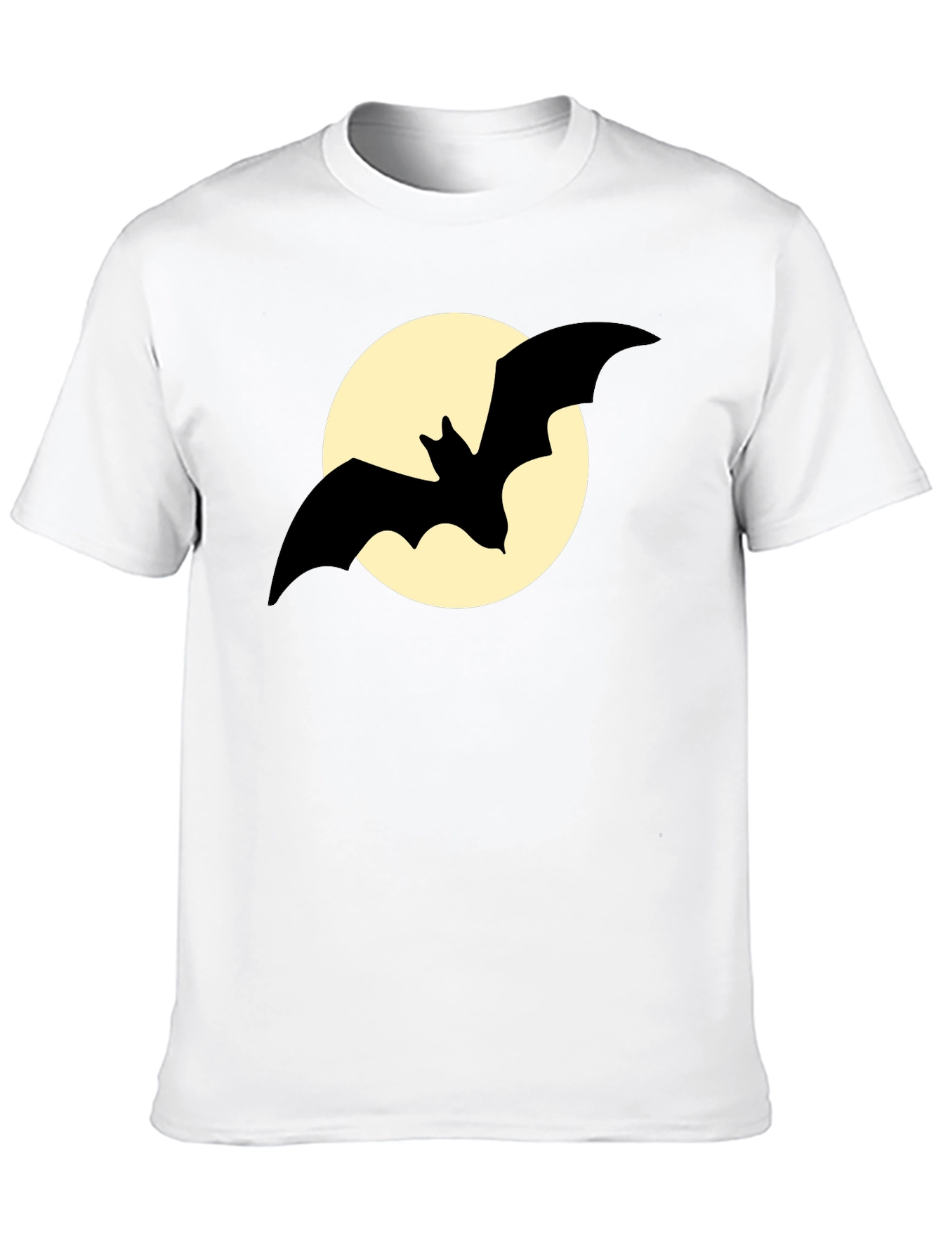 Bat Silhouette on Moon Graphic Tee - Black