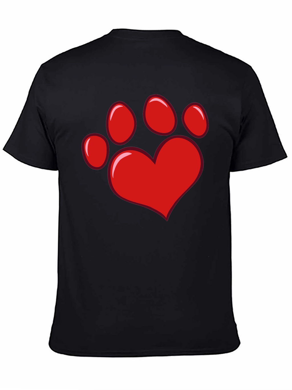 Heart Paw Print Black T-Shirt