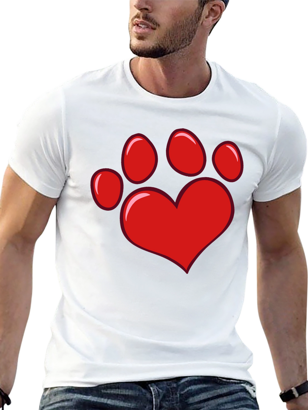 Heart Paw Print Black T-Shirt