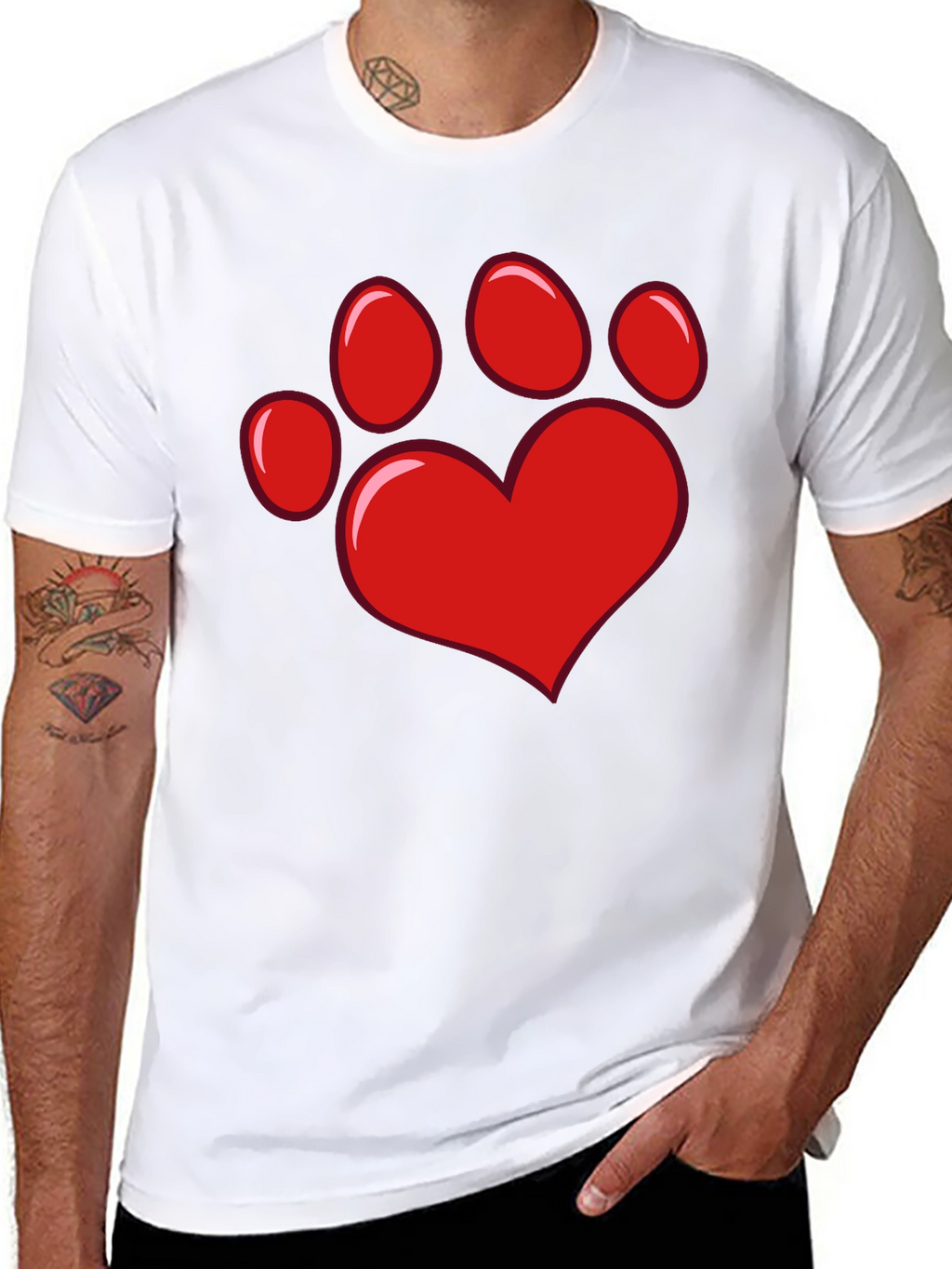 Heart Paw Print Black T-Shirt
