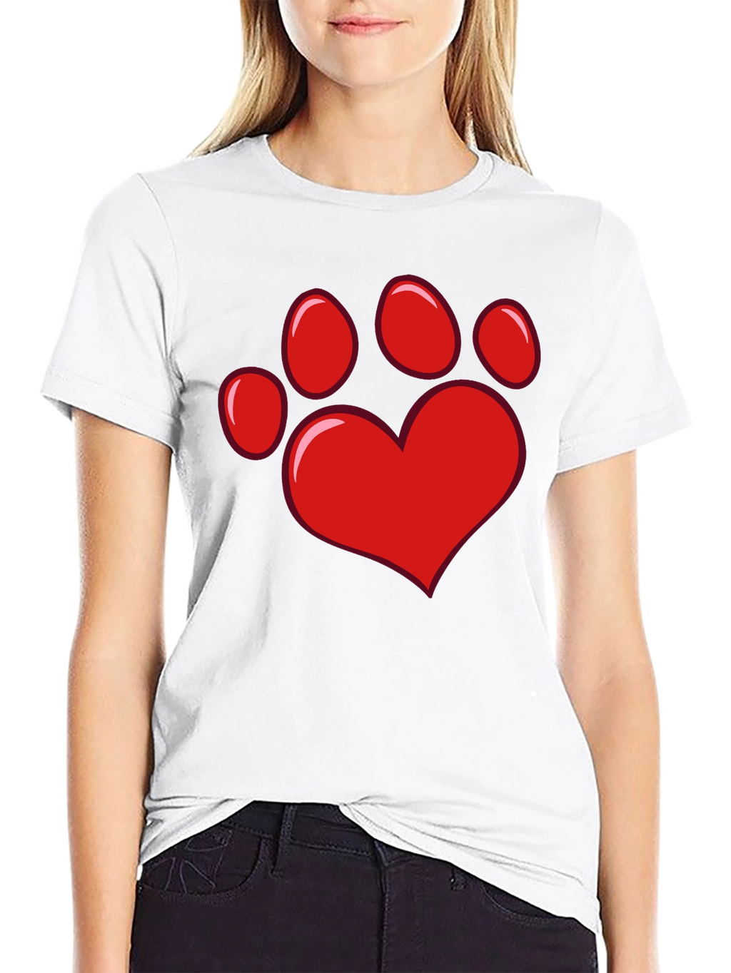 Heart Paw Print Black T-Shirt