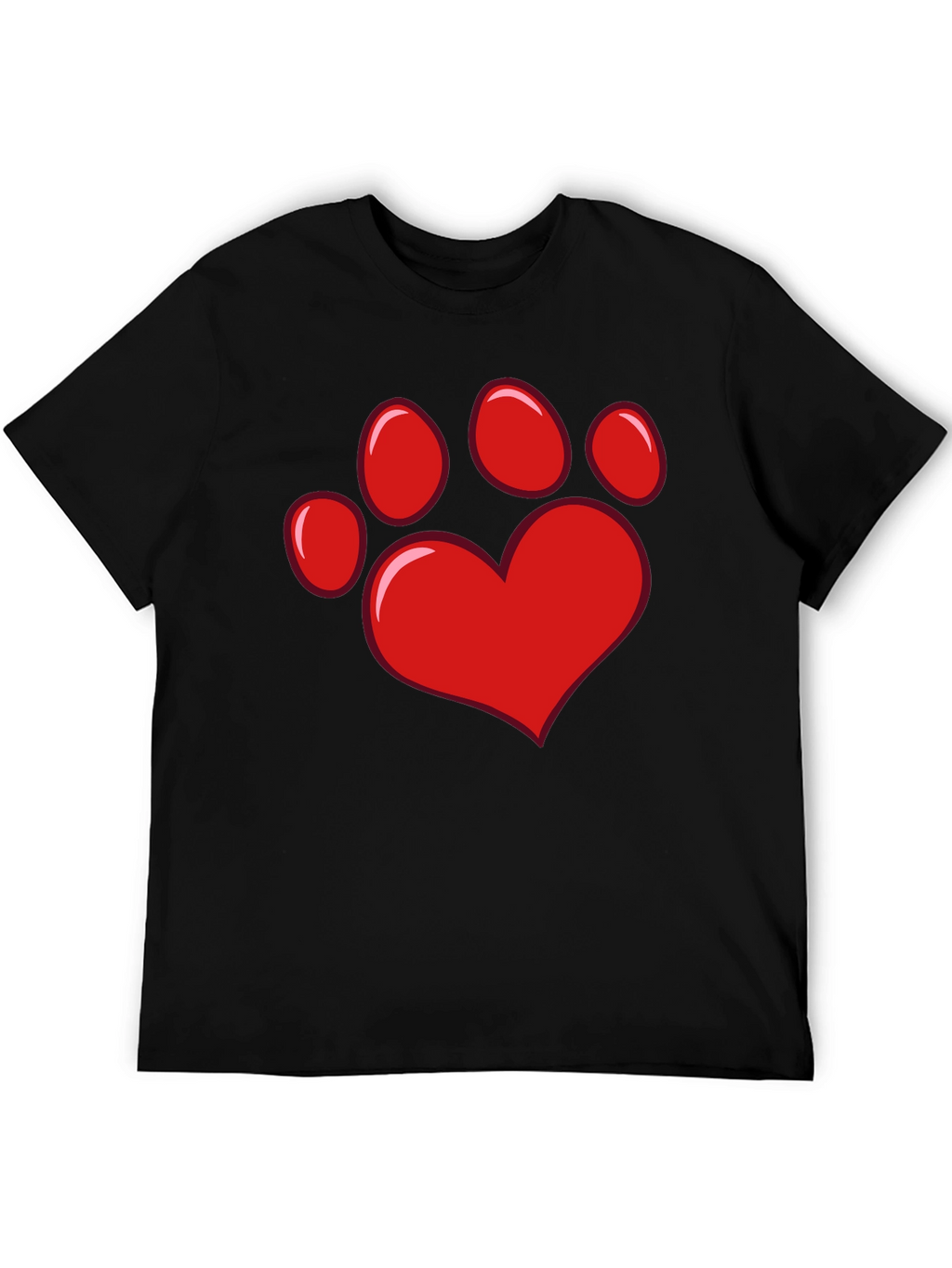 Heart Paw Print Black T-Shirt