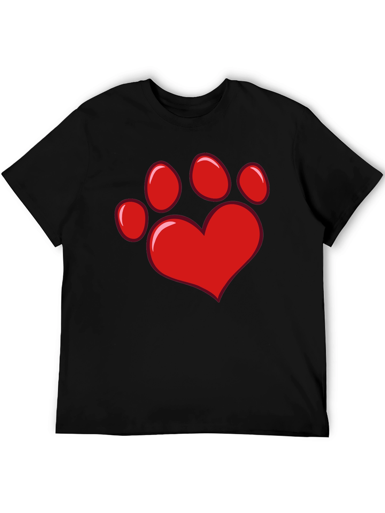 Heart Paw Print Black T-Shirt