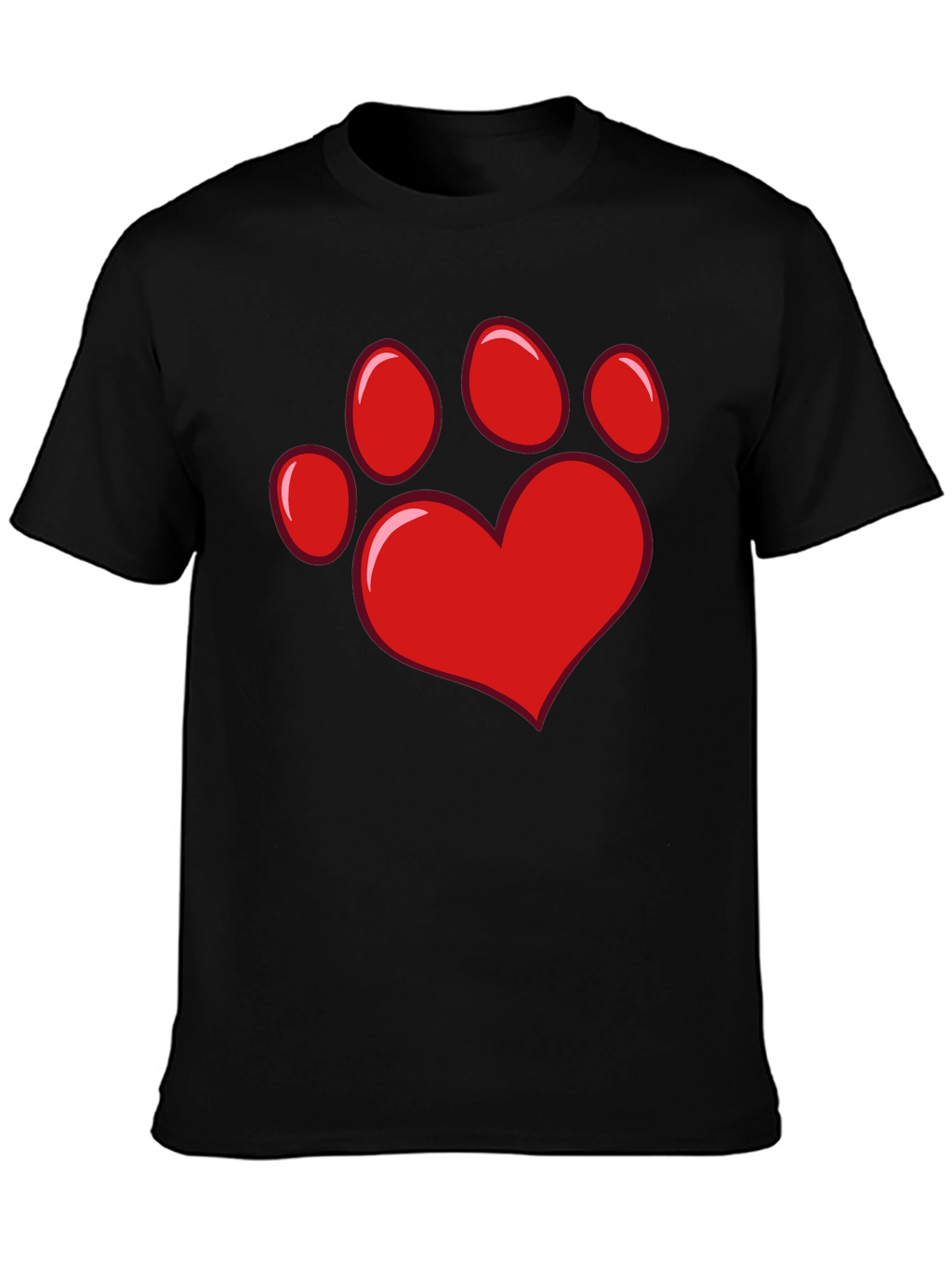 Heart Paw Print Black T-Shirt