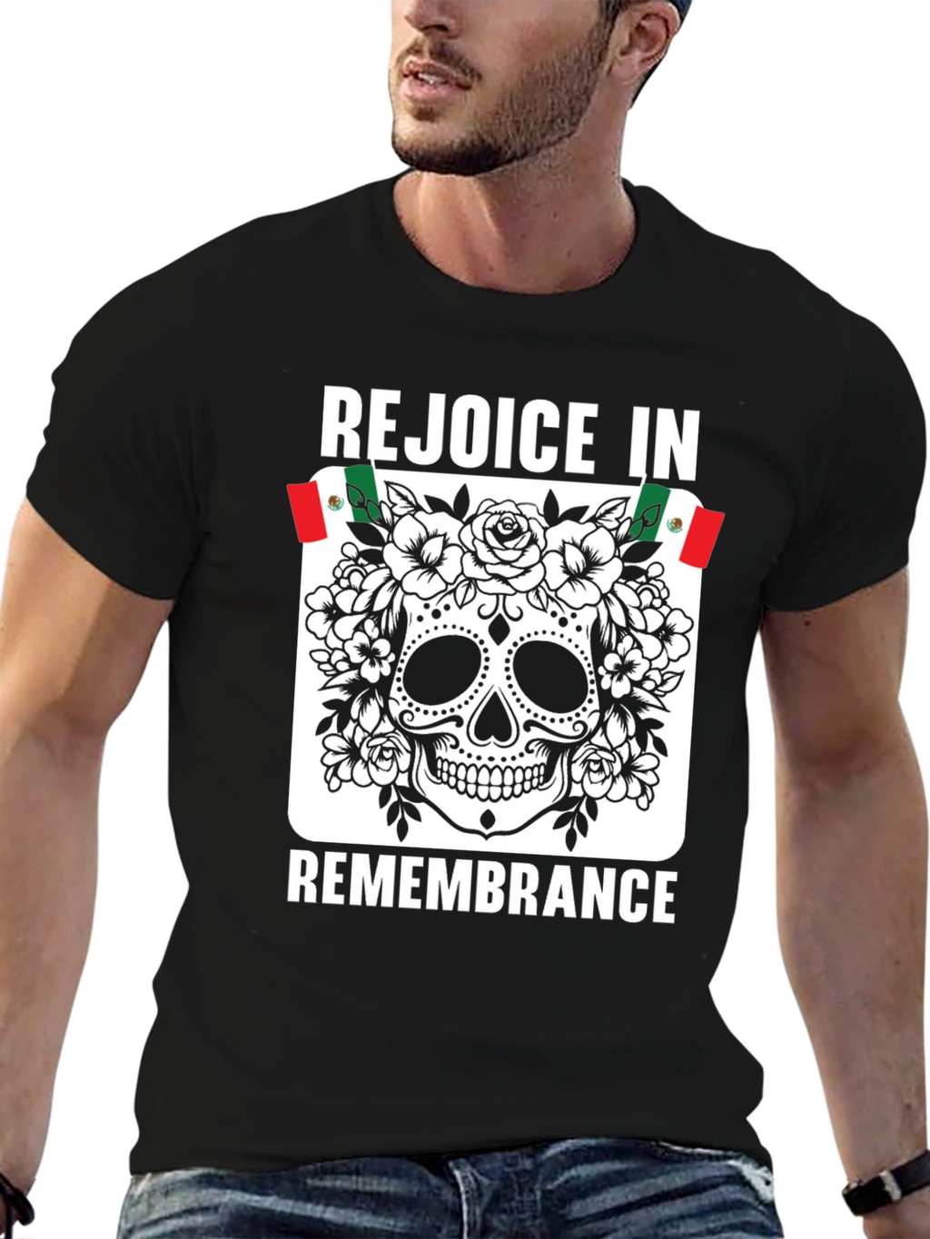 Rejoice in Remembrance Sugar Skull Graphic Tee