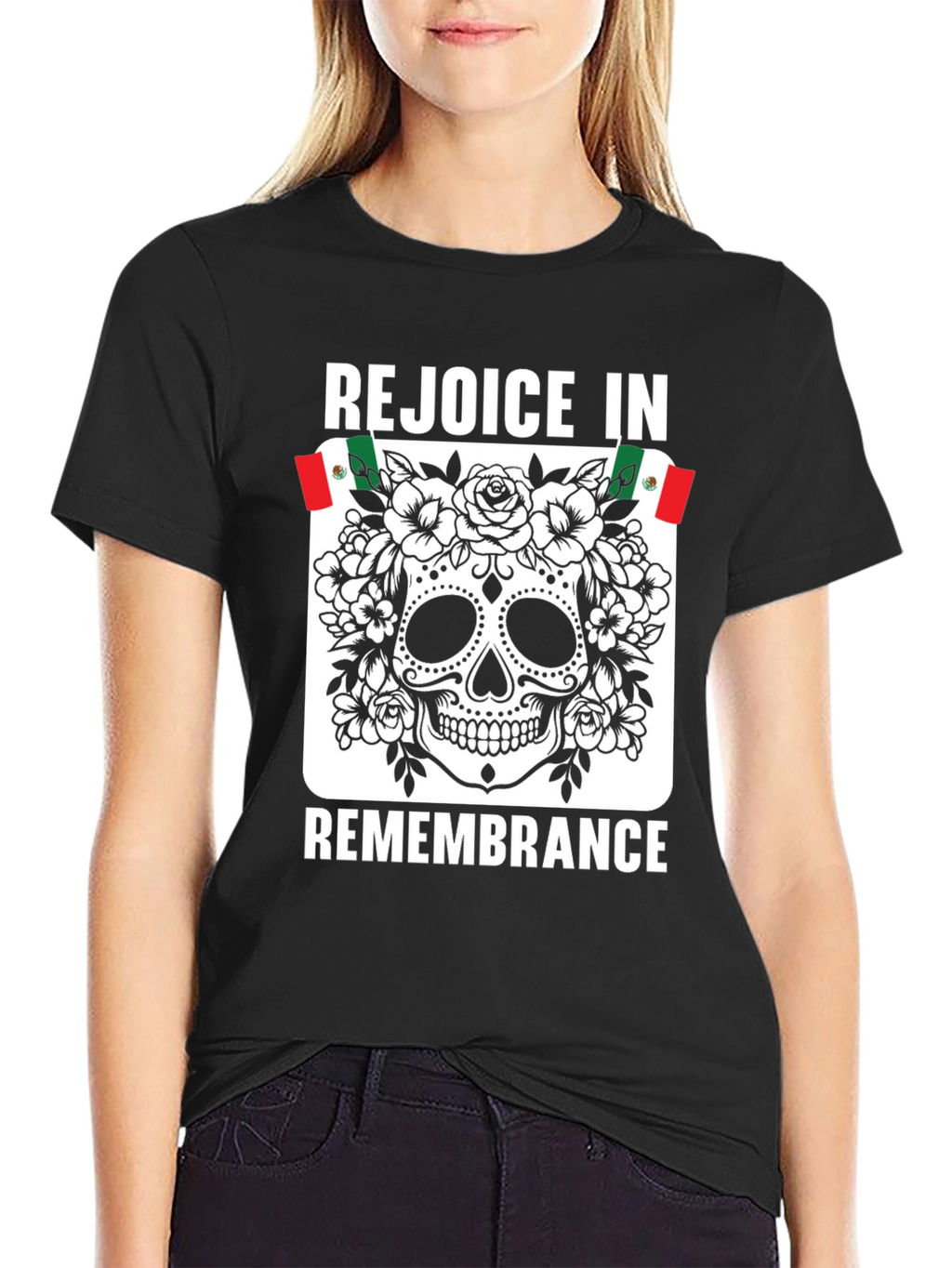 Rejoice in Remembrance Sugar Skull Graphic Tee