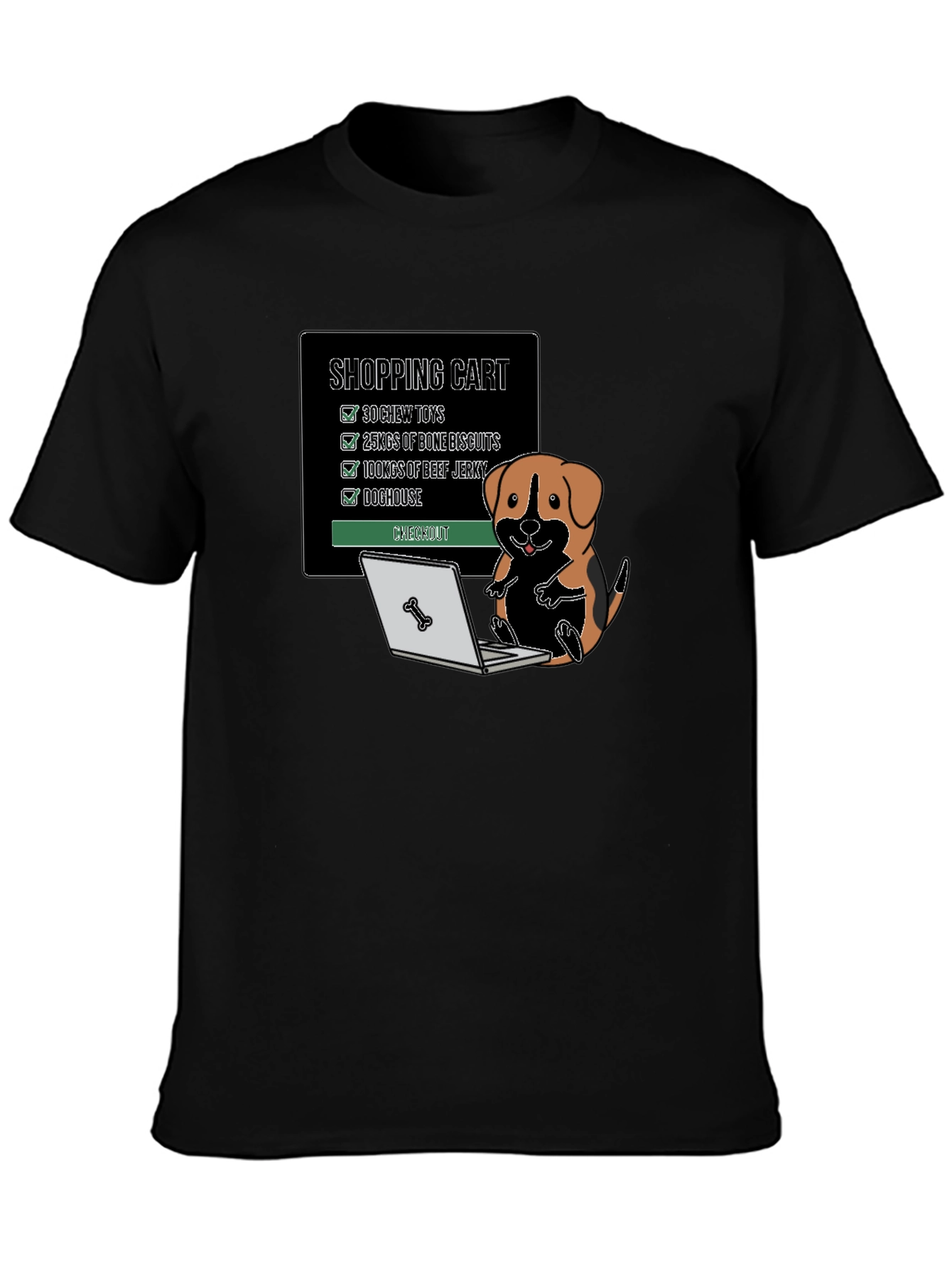 Funny Dog Lover T-Shirt - Shopping Cart Design