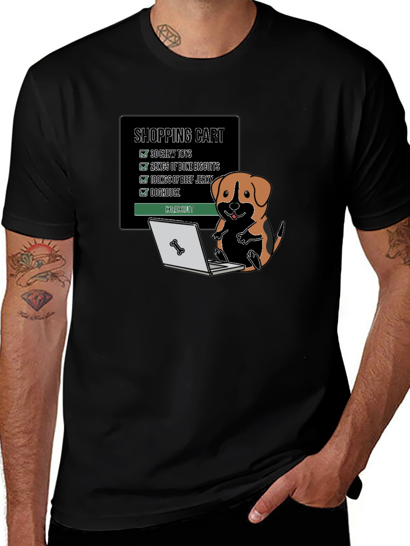 Funny Dog Lover T-Shirt - Shopping Cart Design