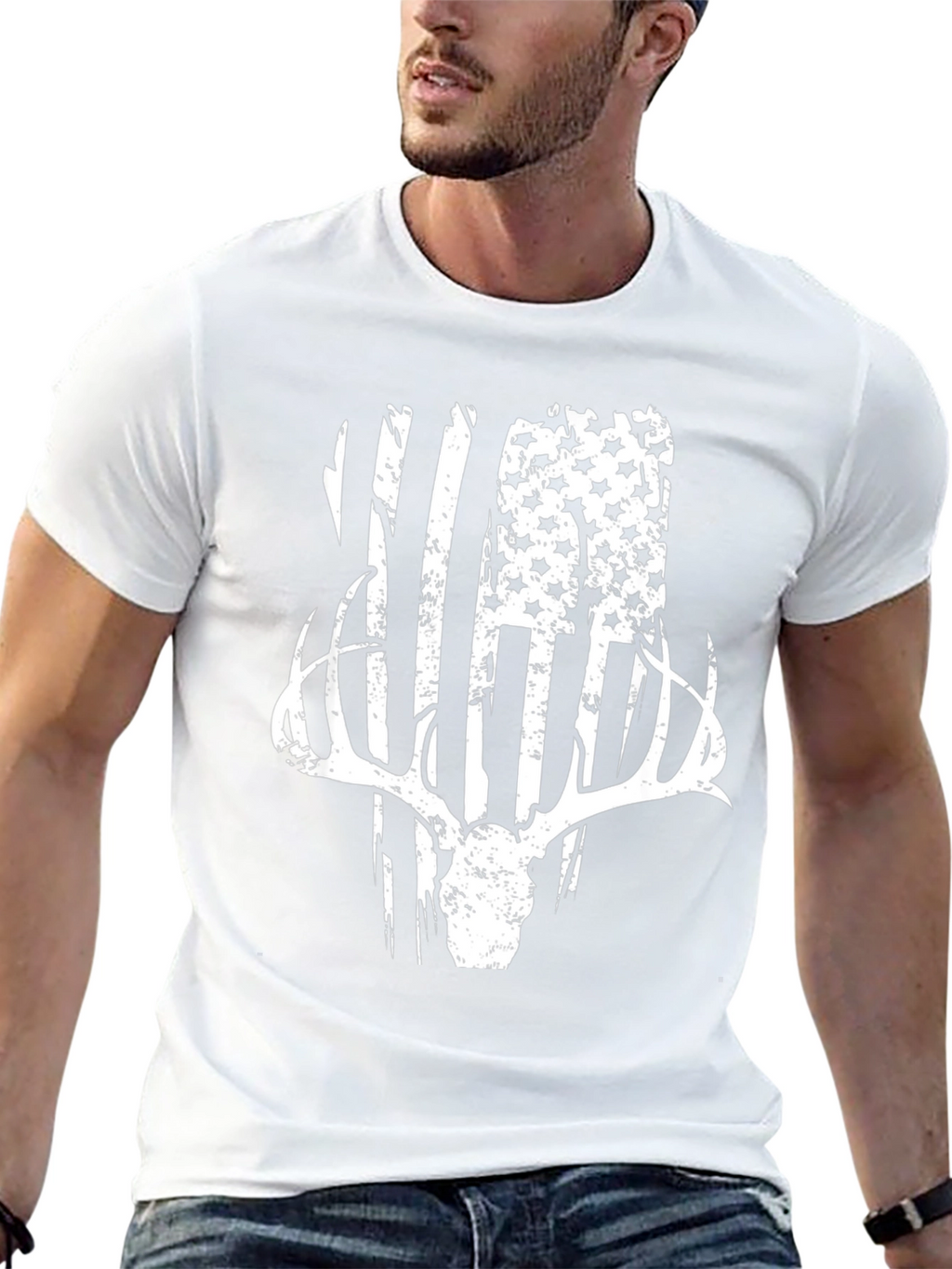 Patriotic Deer Skull Graphic Tee