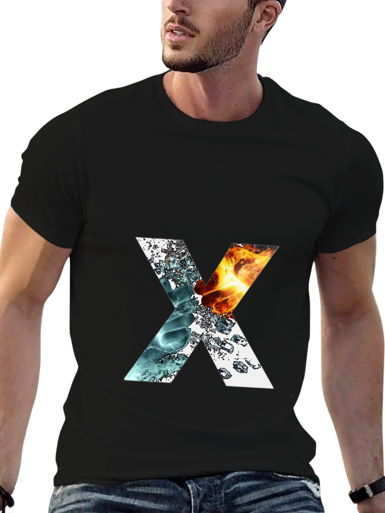 Elemental X Graphic T-Shirt - Fire & Water Design