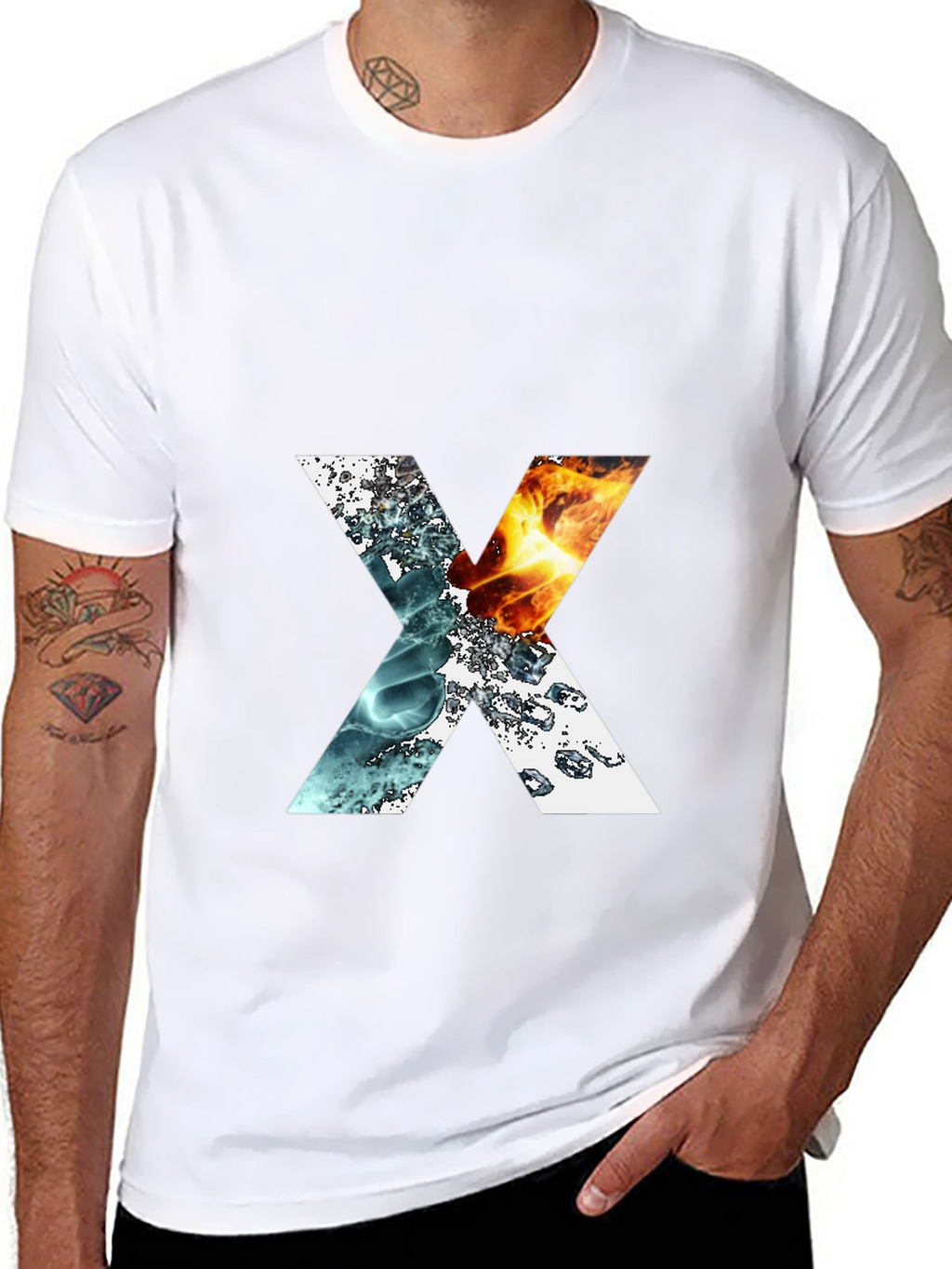 Elemental X Graphic T-Shirt - Fire & Water Design
