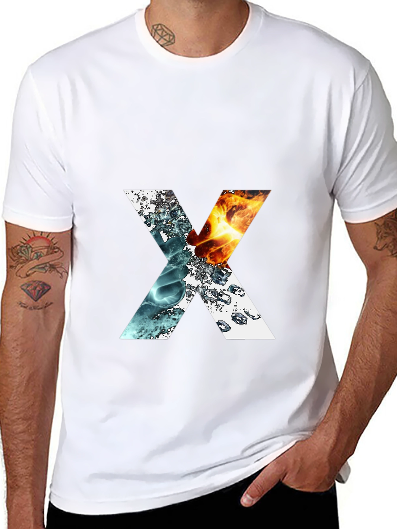 Elemental X Graphic T-Shirt - Fire & Water Design
