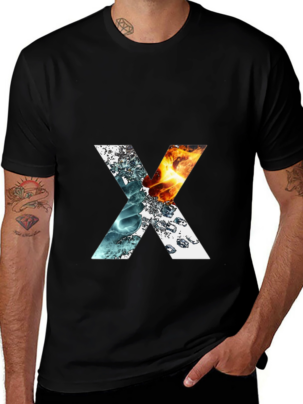 Elemental X Graphic T-Shirt - Fire & Water Design