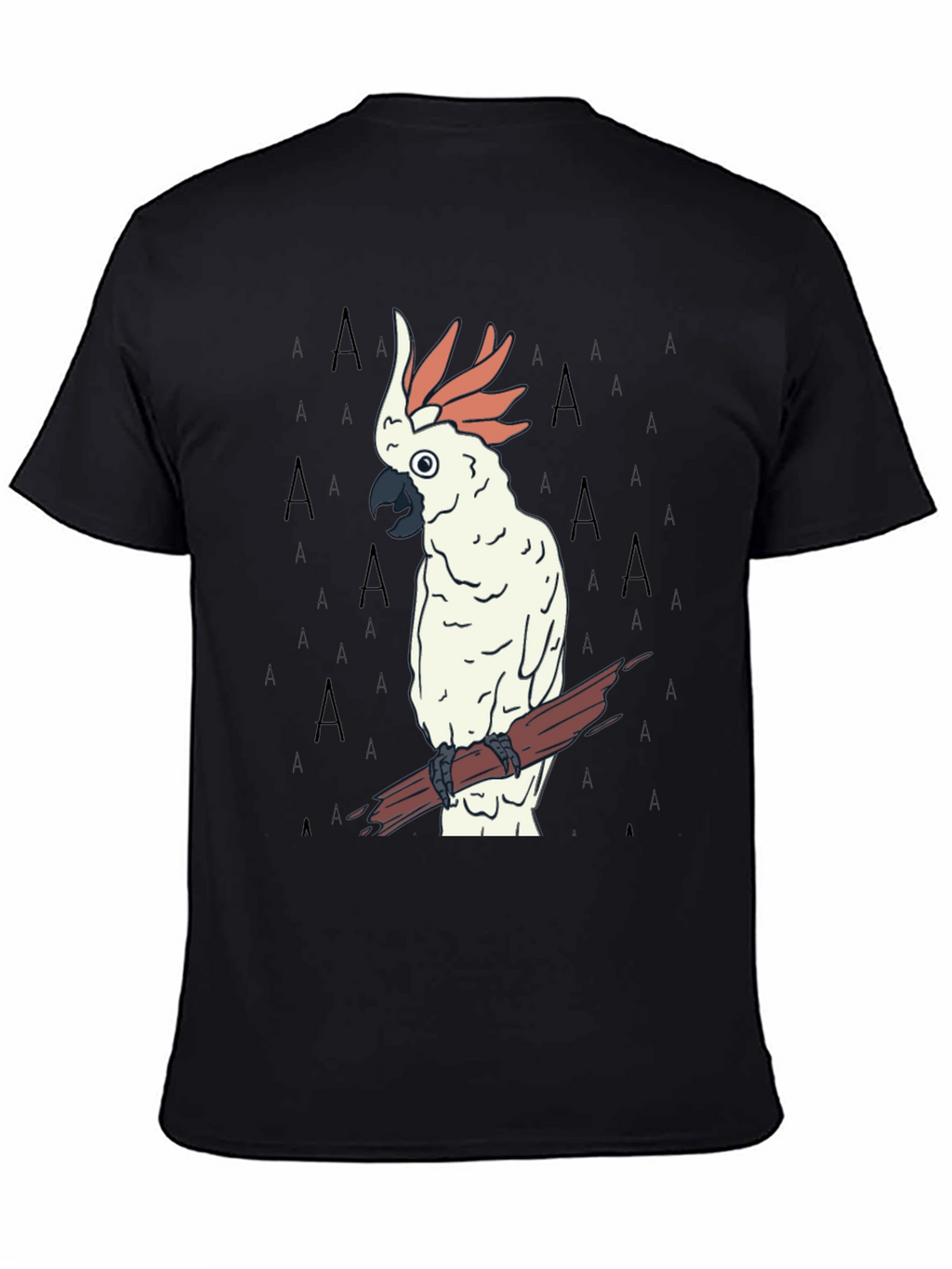 Cockatoo Bird Graphic Print Black Tee