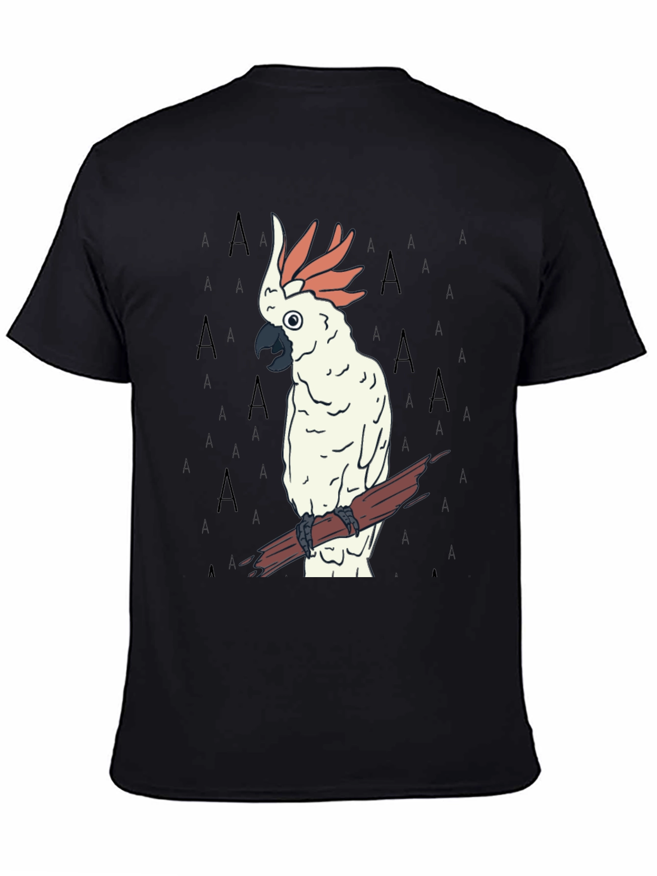 Cockatoo Bird Graphic Print Black Tee